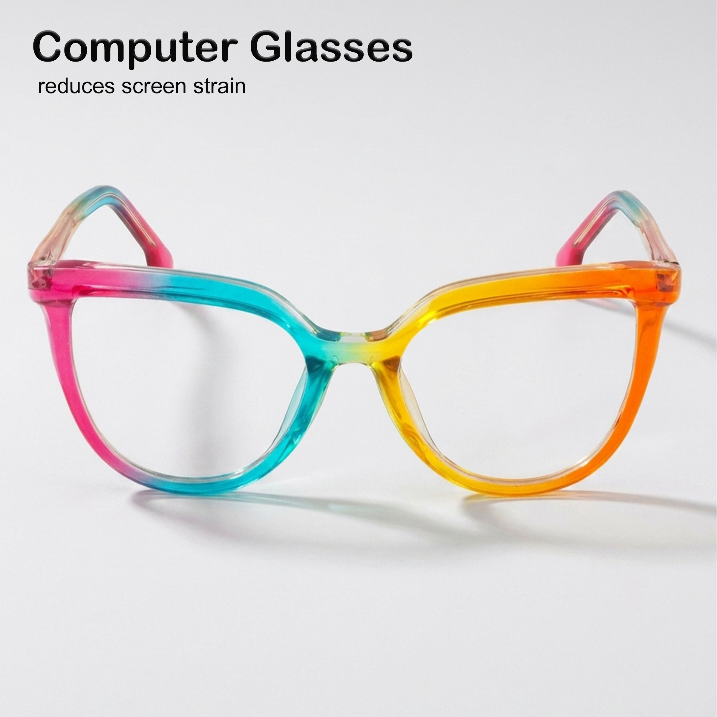 PERKEY Full Rim Oversized-Cat Eye Transparent Computer Glasses Frames Women - OPTL006-C2
