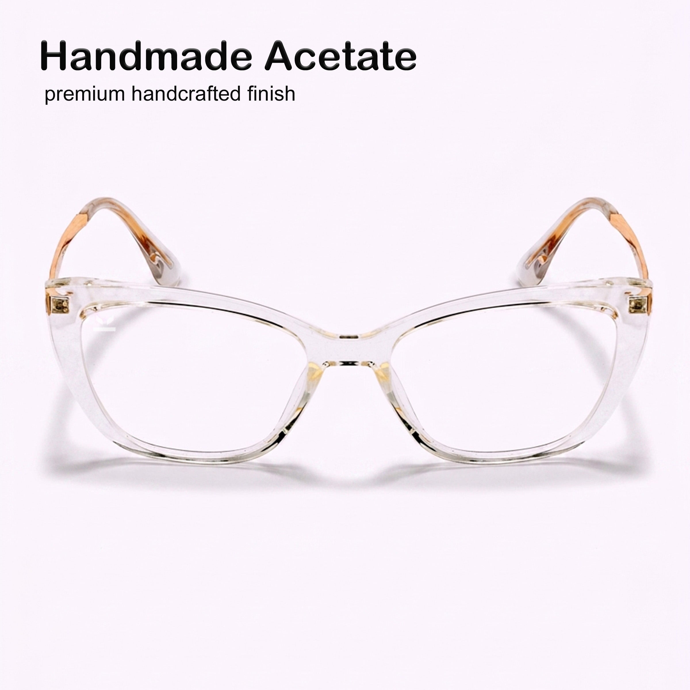PERKEY Cat Eye Bold Glossy Transparent Spectacle Frame For Women - OPTL0024-C2