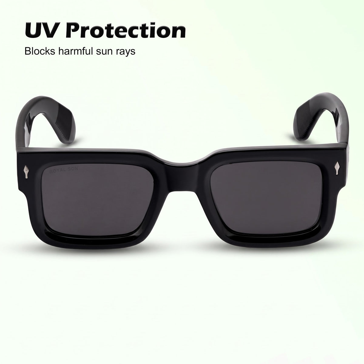 Royal Son Polarized Square UV Protected Black Lens Sunglasses for Men & Women - SG-RS1115-C1