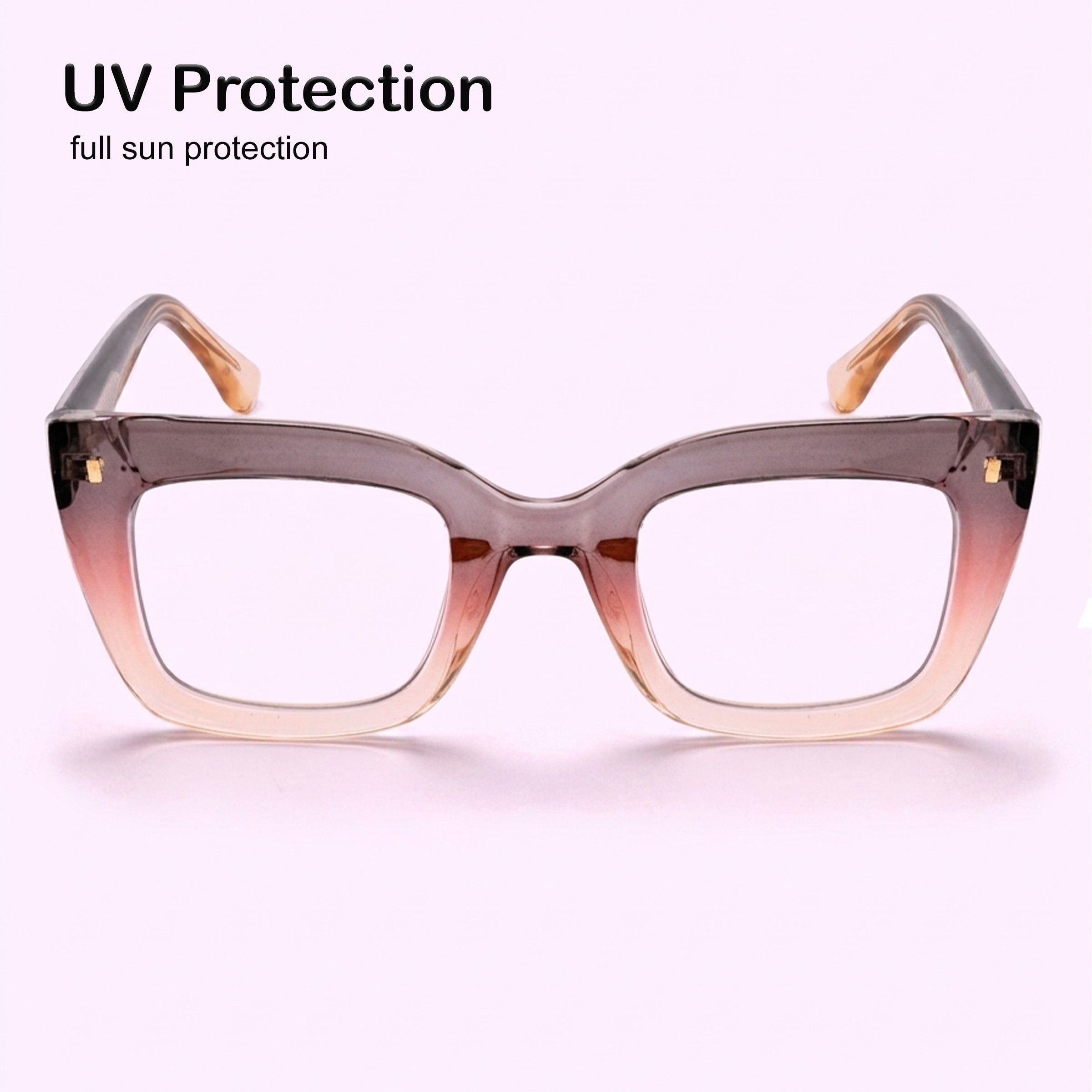 PERKEY Full Rim Retro Square Blue Light Cut & Antiglare Computer Eyeglasses For Women  - OPTL0016-C4