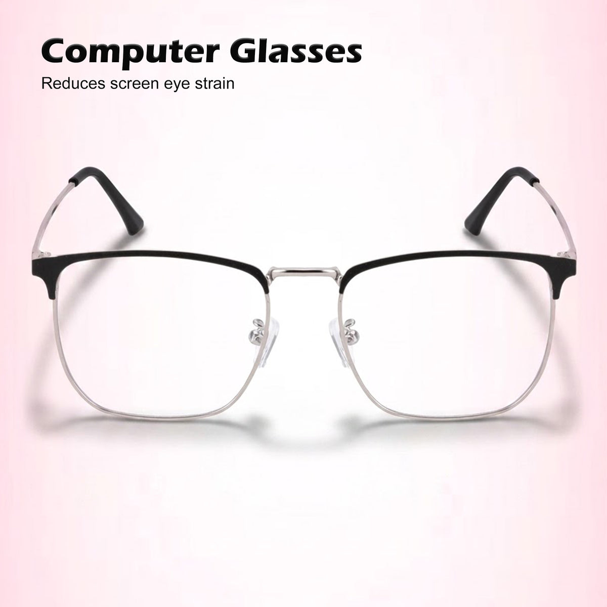 Royal Son Full Rim Black Silver Blue Cut Anti glare Eye Protection Specs Men Women - SF0086-C2