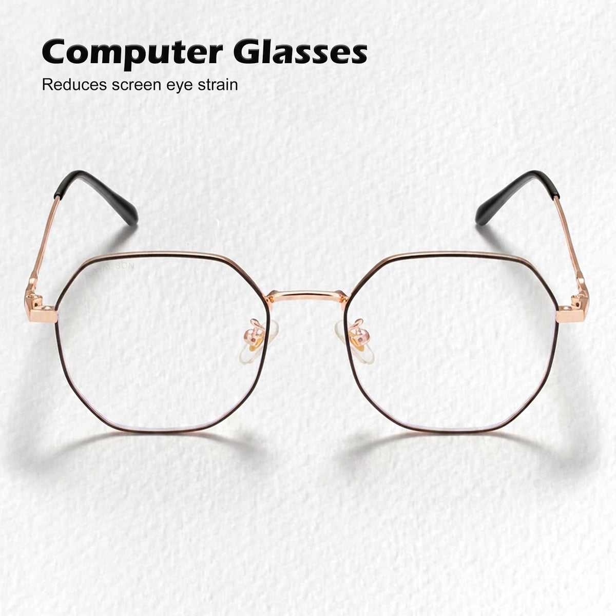 Royal Son Hexagonal Blue Ray Cut Men Women Eye Glasses - SF0019-C4
