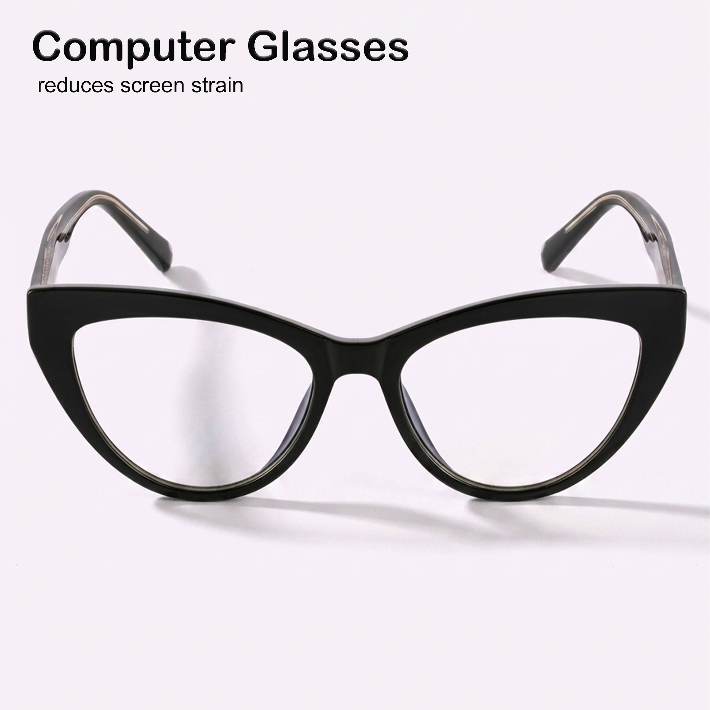 PERKEY Full Rim Cat Eye-Oversized Computer Glasses For Eye Protection Spectacles Frames Women - OPTL0010-C1