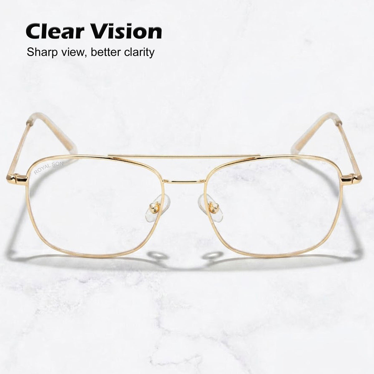 ROYAL SON Retro Square Spectacle Frame For Men And Women (RS0022SF|50|Transparent Lens)