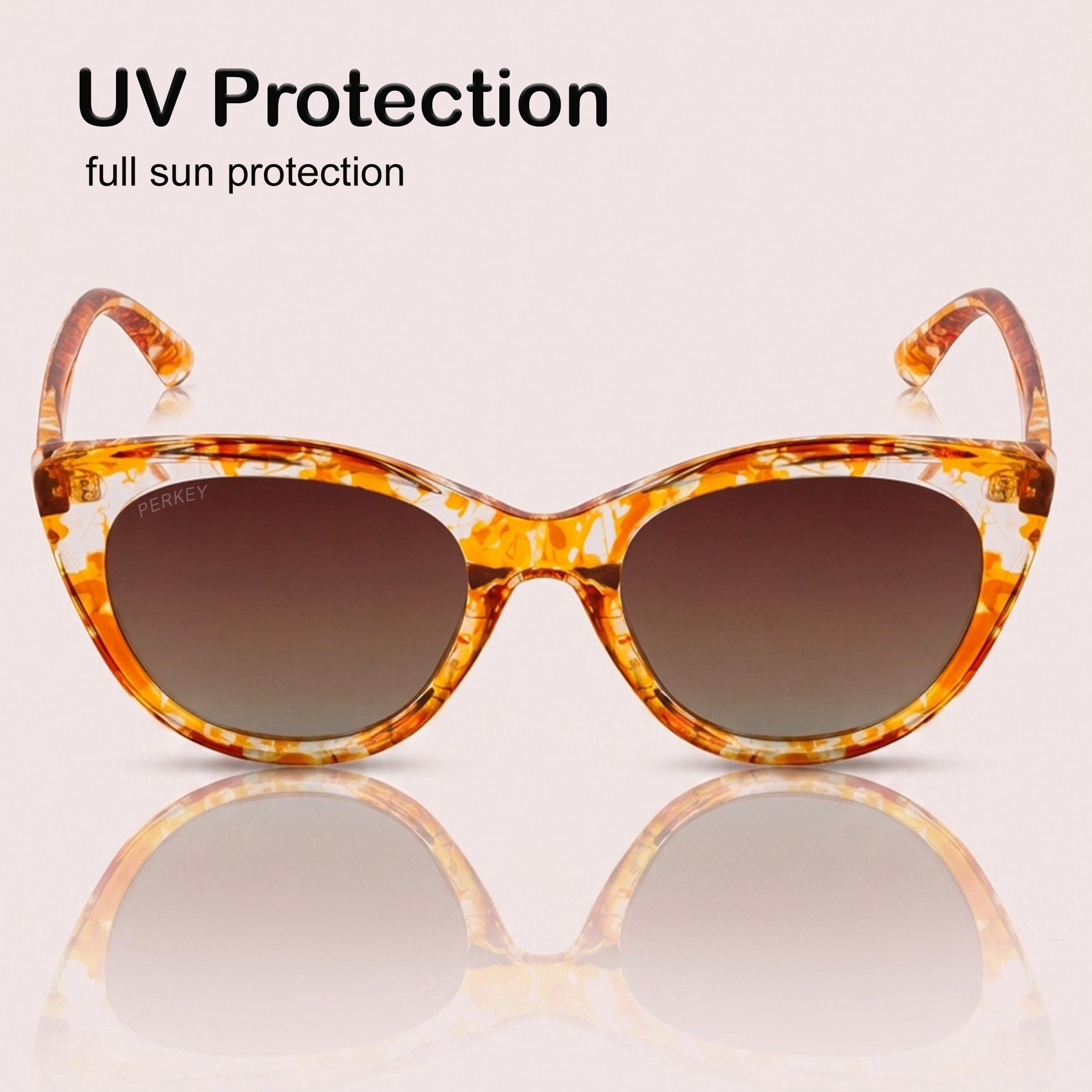 PERKEY Cat Eye Brown UV Protected Polarized Stylish Goggles Women - PRKY001-C3
