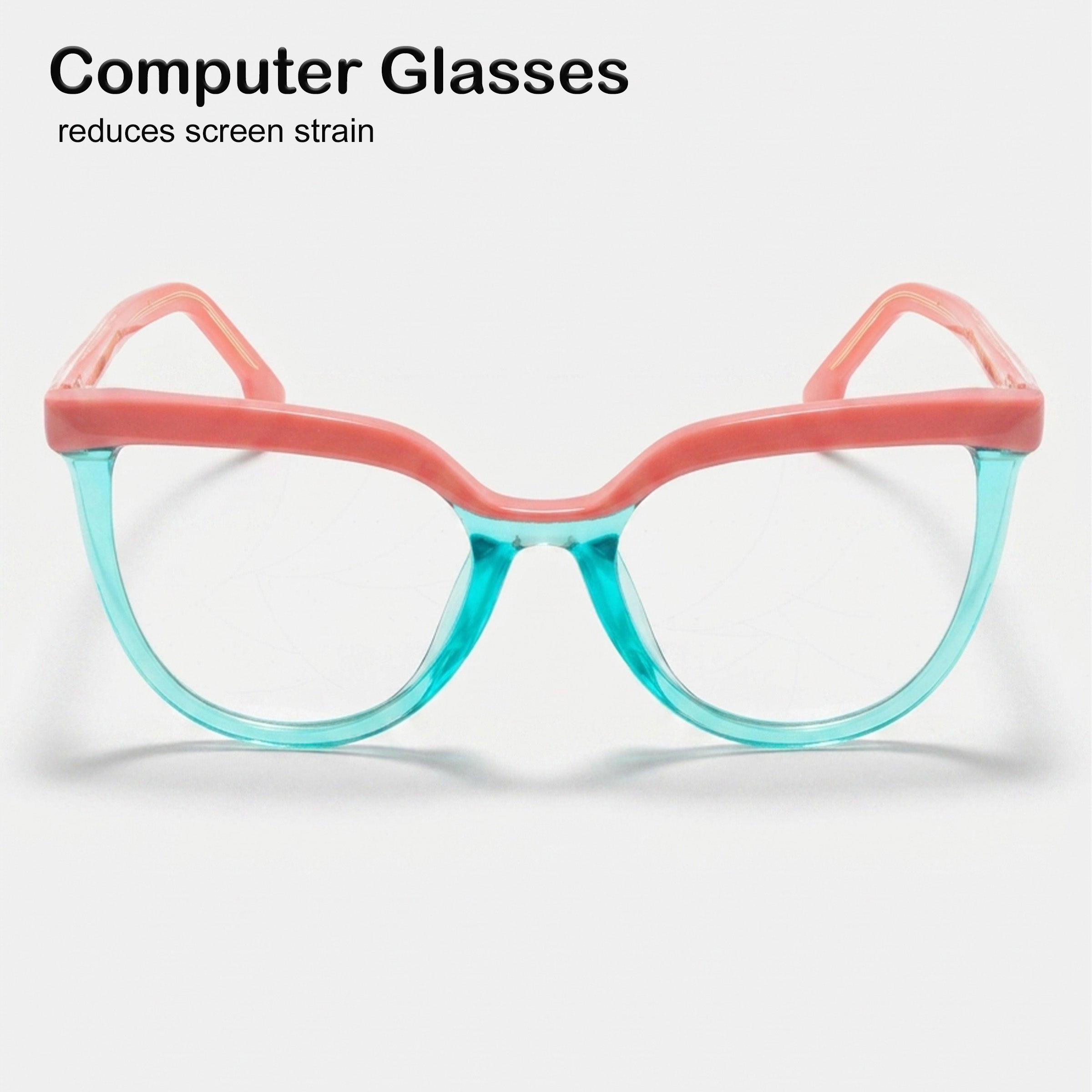 PERKEY Full Rim Oversized-Cat Eye Blue Light Blocking glasses Spectacles Frames Women - OPTL006-C3