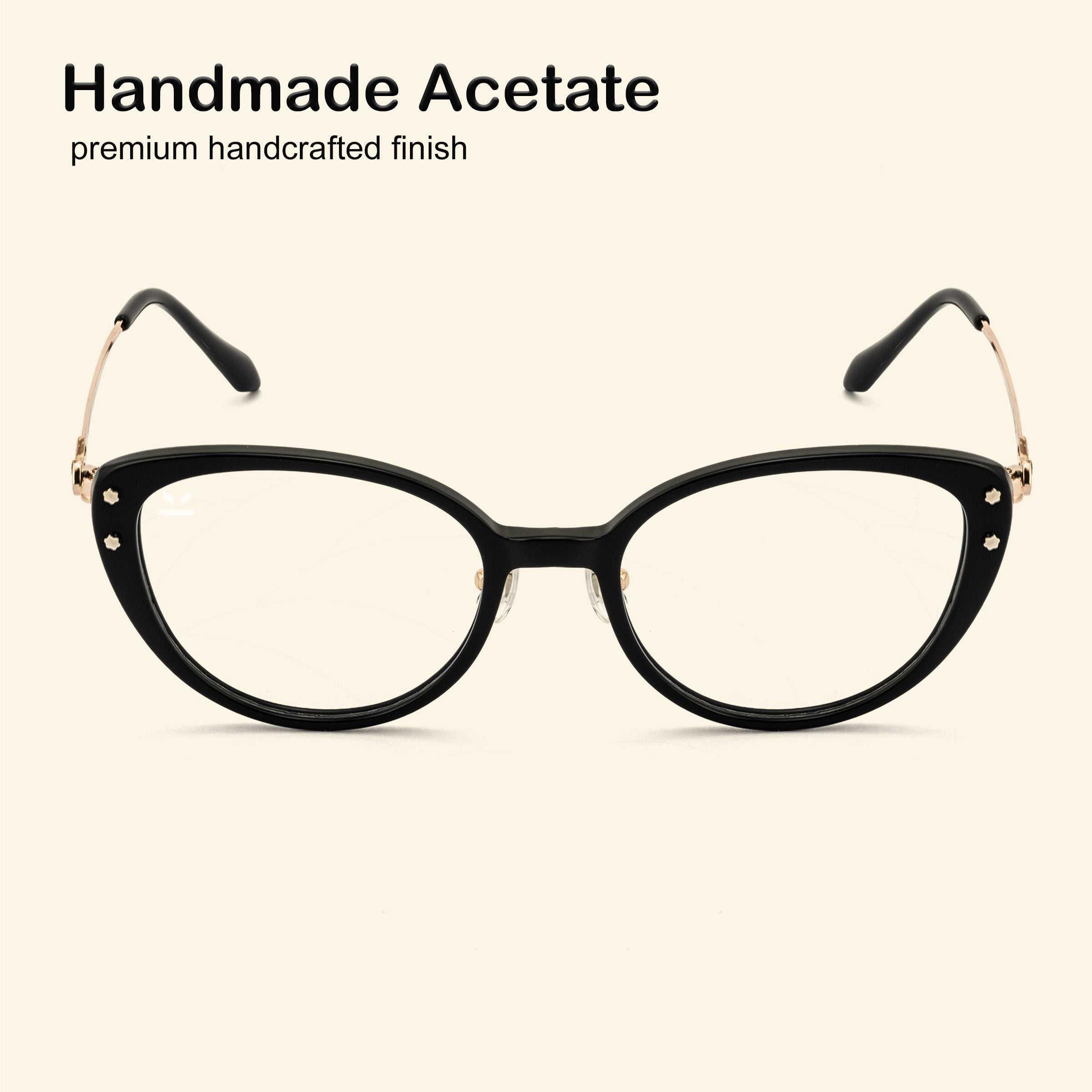 PERKEY Full Rim Soft Cat Eye Black Spectacle Frames For Women - OPTL0026-C1
