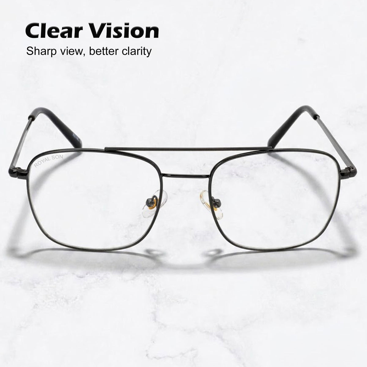 ROYAL SON Retro Square Spectacle Frame For Men And Women (RS0023SF|50|Transparent Lens)