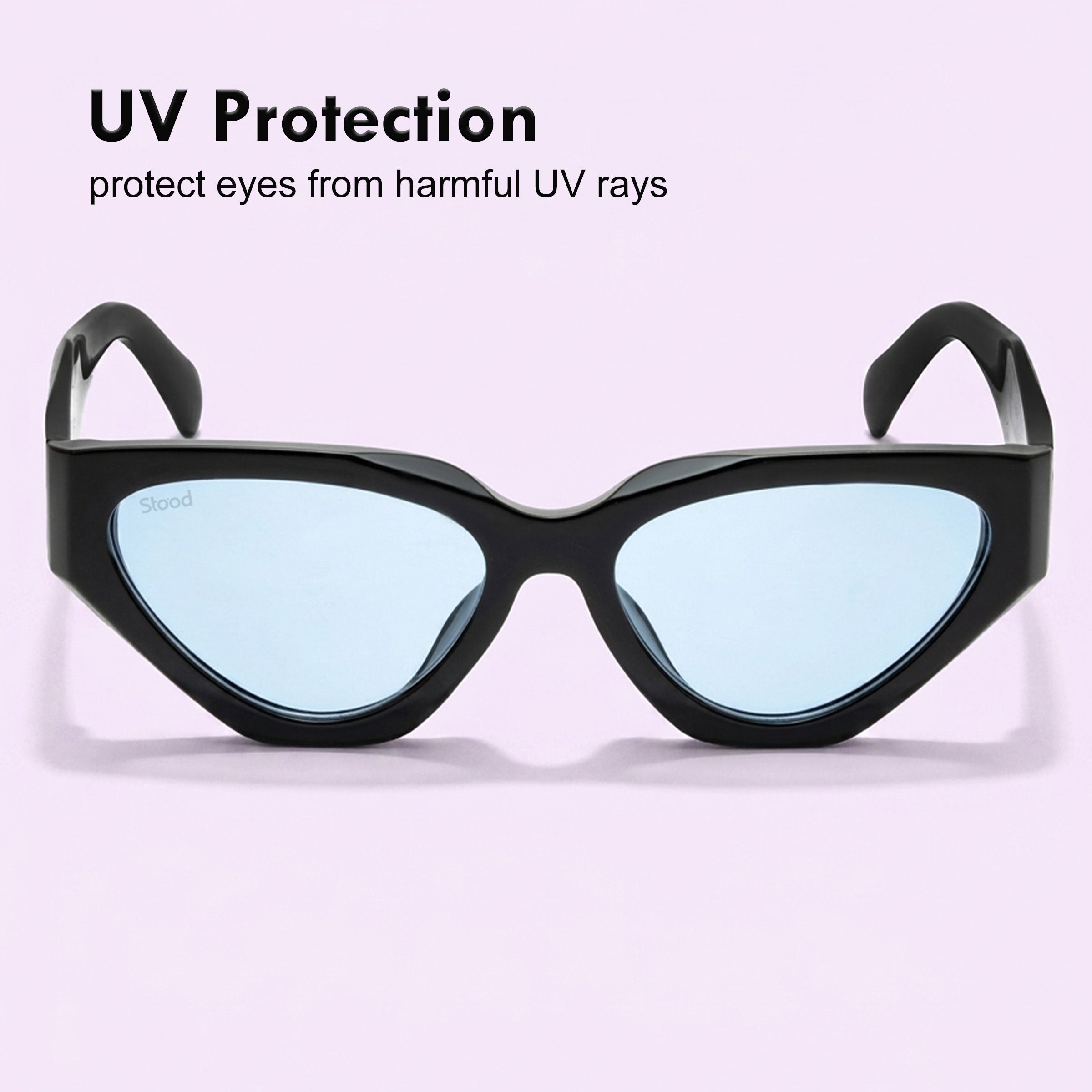 Stood Cat-Eye UV Protected Blue Sunglasses For Men & Women - SG-STD0035-C2