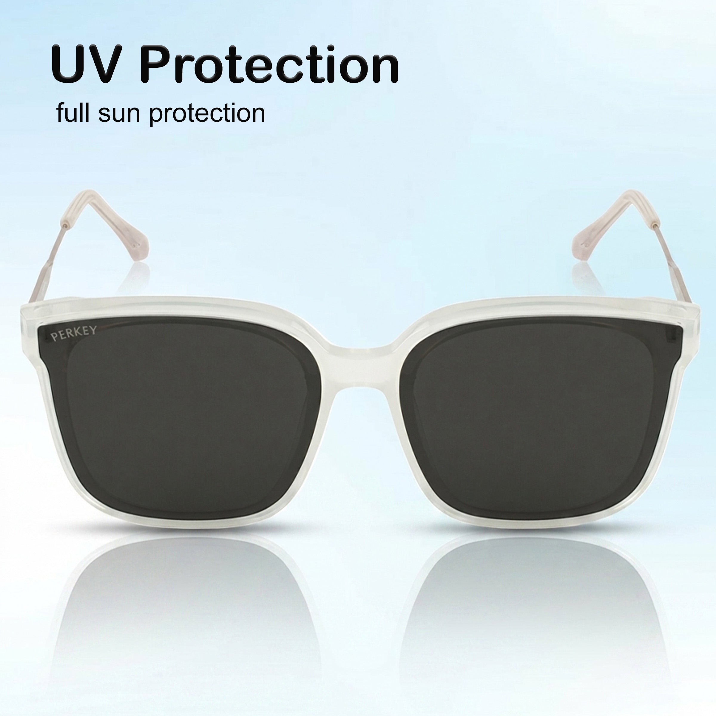 PERKEY Square-Oversized Black UV Protected Sunglasses Men Women - PRKY0013-C2