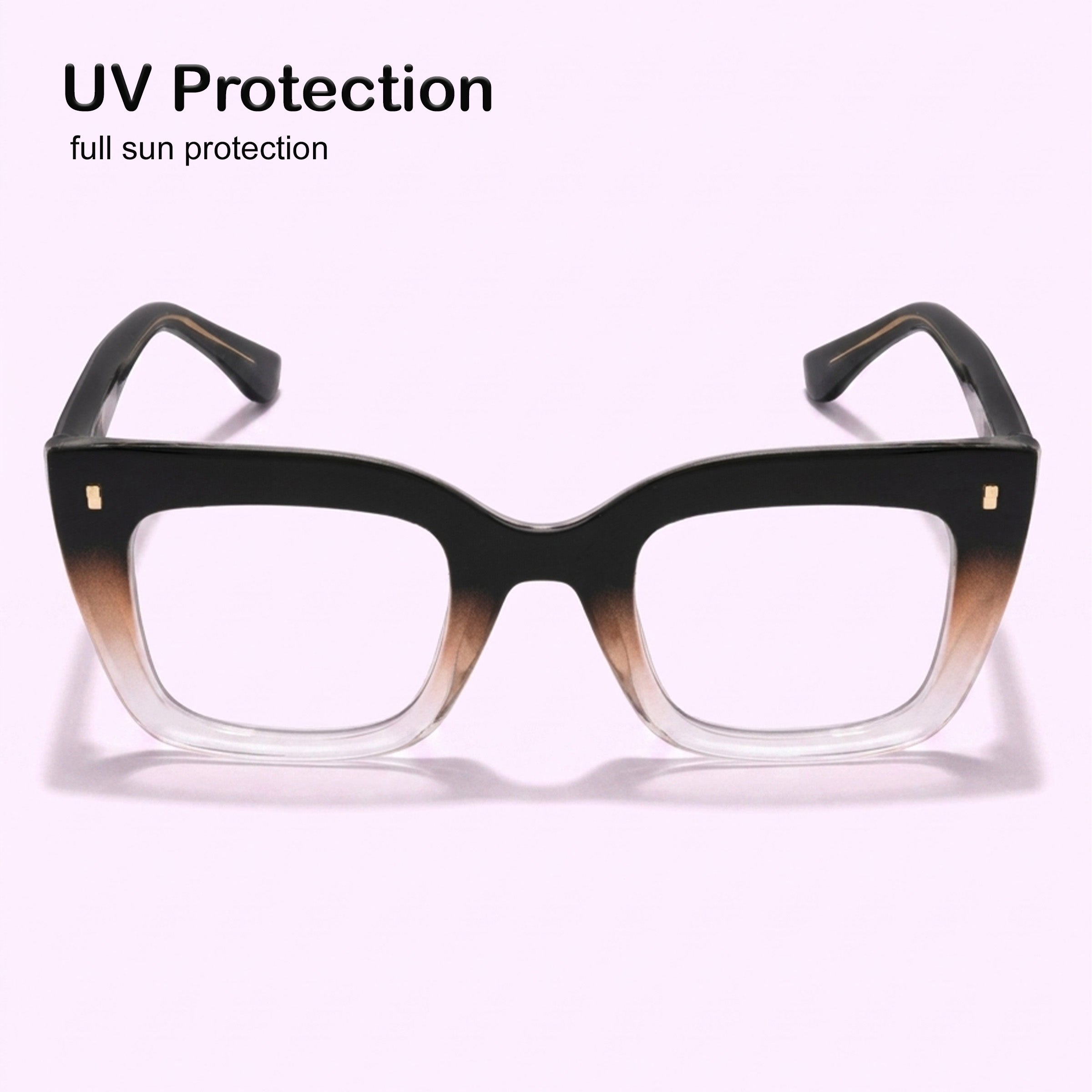 PERKEY Full Rim Retro Square Blue Light Cut & Antiglare Computer Eyeglasses - OPTL0016-C2