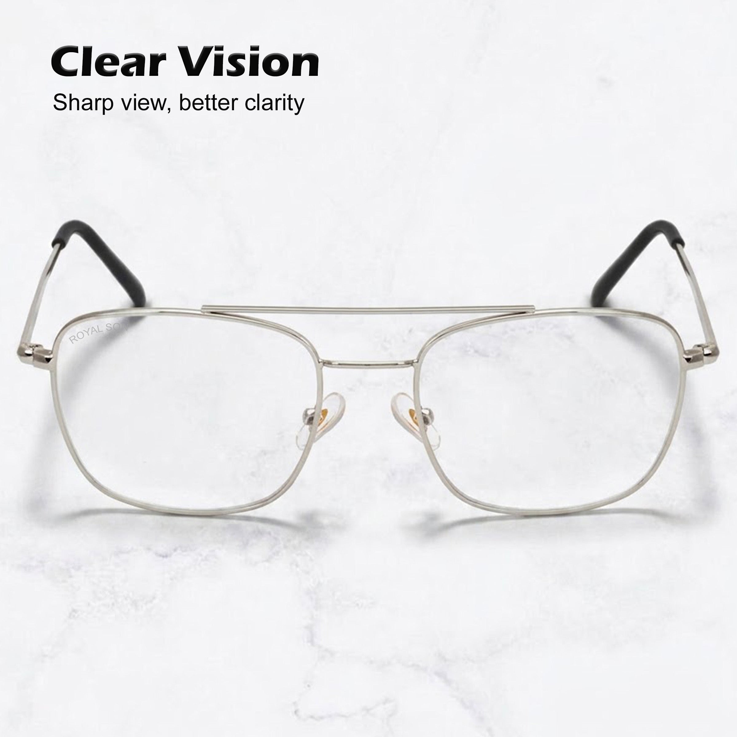 ROYAL SON Retro Square Spectacle Frame For Men And Women (RS0024SF|50|Transparent Lens)