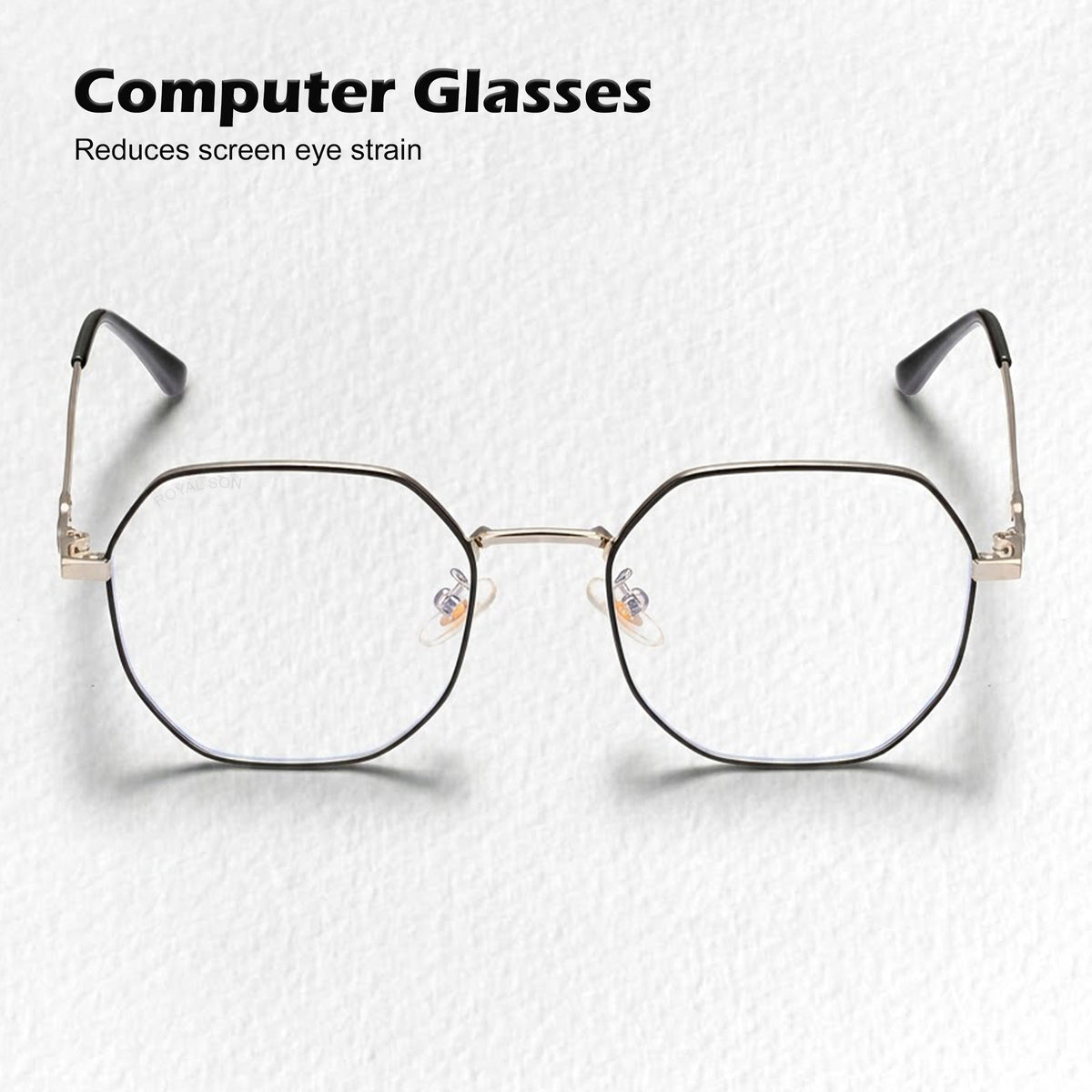 Royal Son Hexagonal Blue Ray Cut Men Women Eye Glasses - SF0019-C2