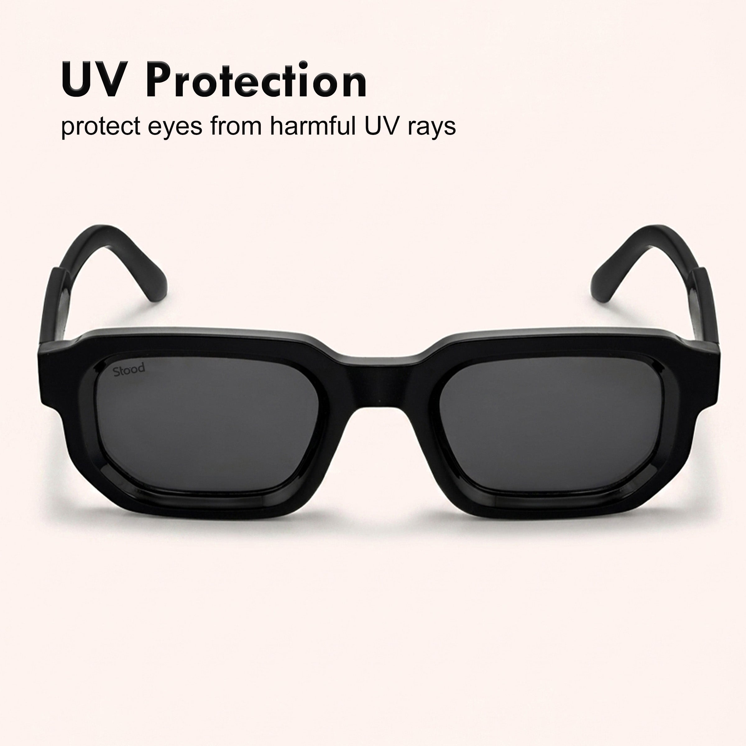 Stood Retro Square Black UV Protection Sunglasses For Men & Women Stylish – SG-STD0025-C1