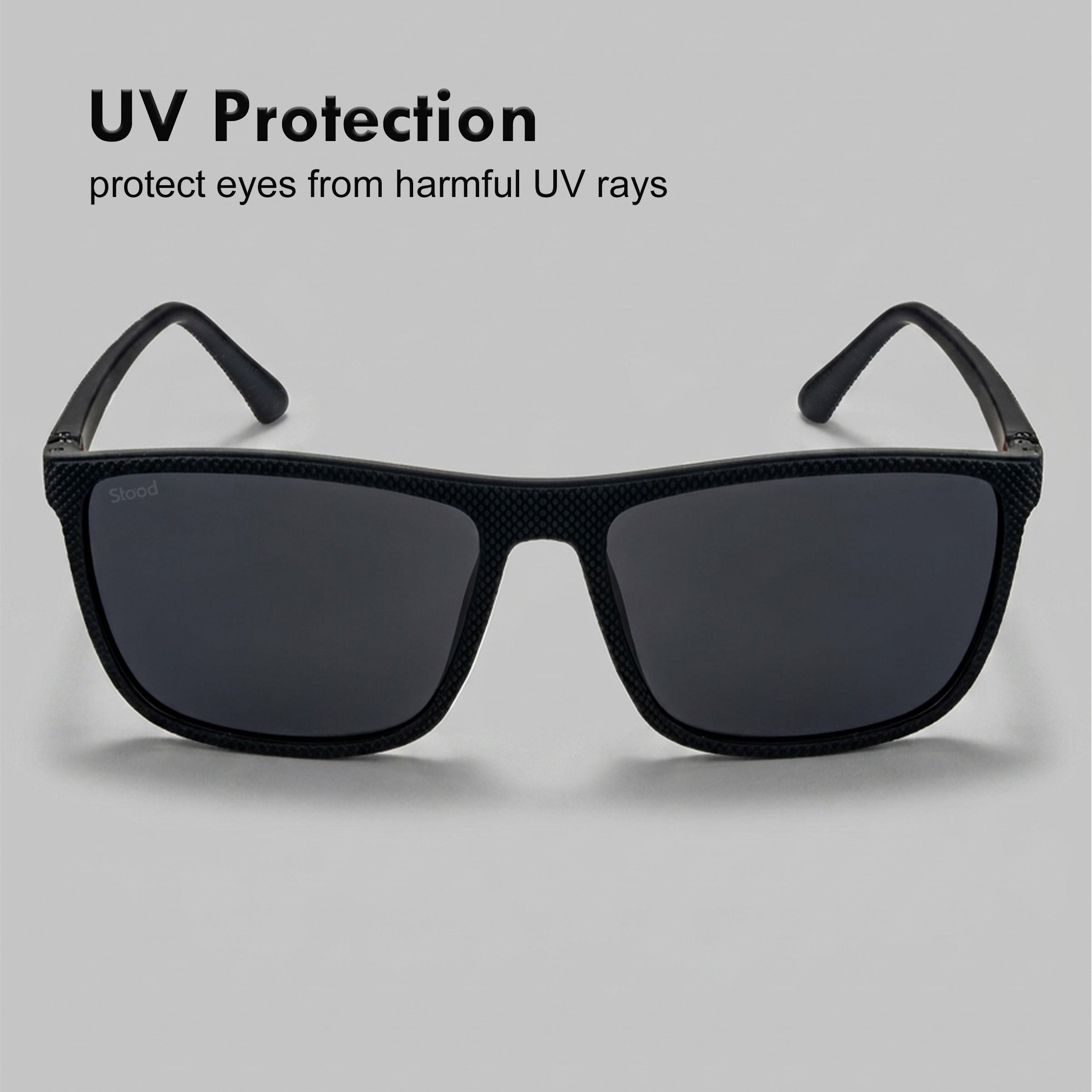 Stood Square Black Polarized UV Protection Sunglasses For Men & Women Stylish – SG-STD0022-C1