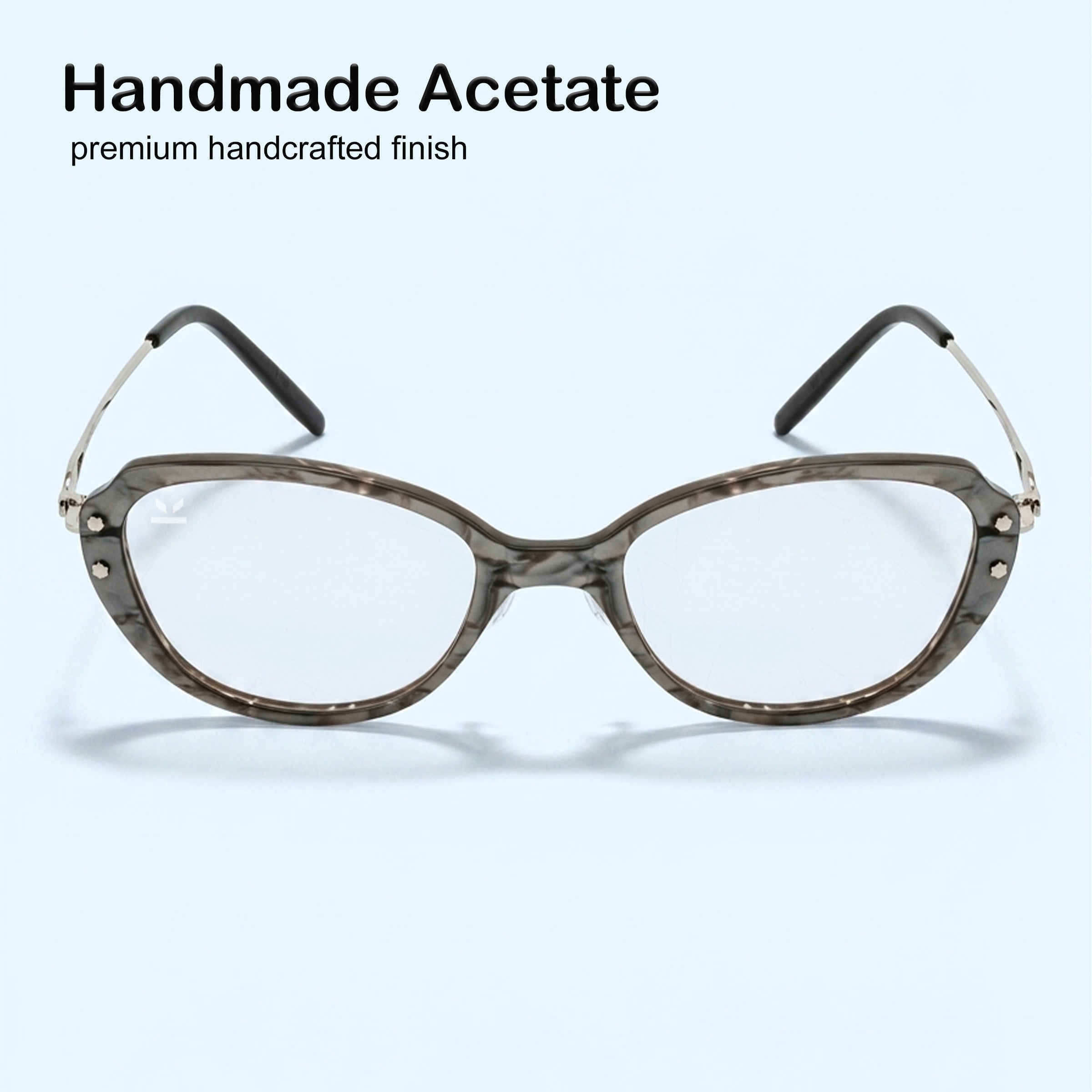 PERKEY Small Full Rim Oval Stone Grey Eyeglass Frame For Women- OPTL0025-C2