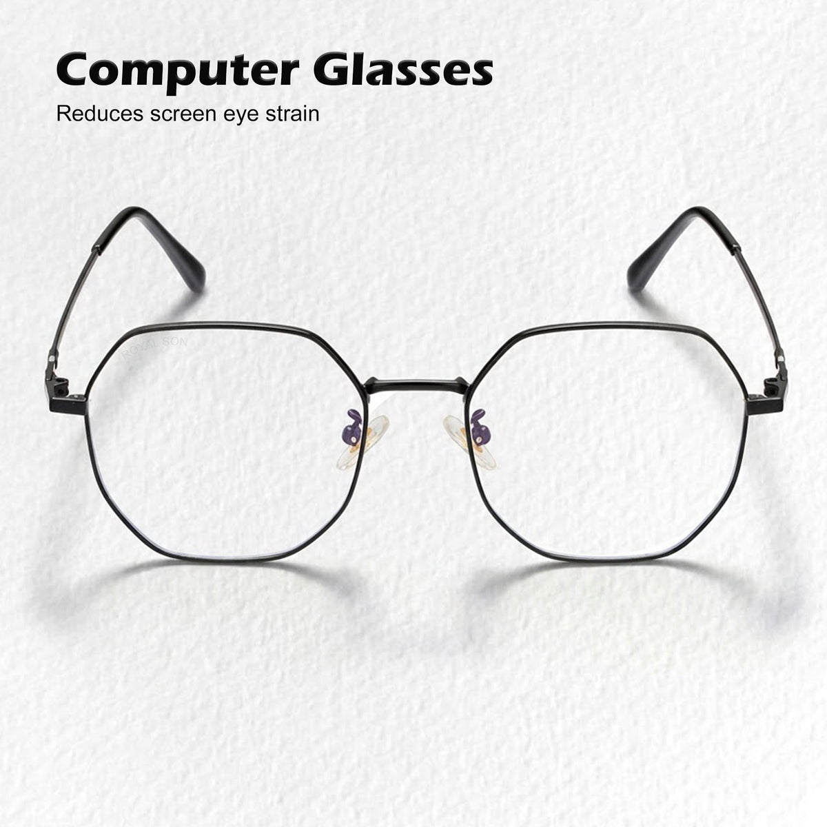 Royal Son Hexagonal Blue Ray Cut Men Women Eye Glasses - SF0019-C1