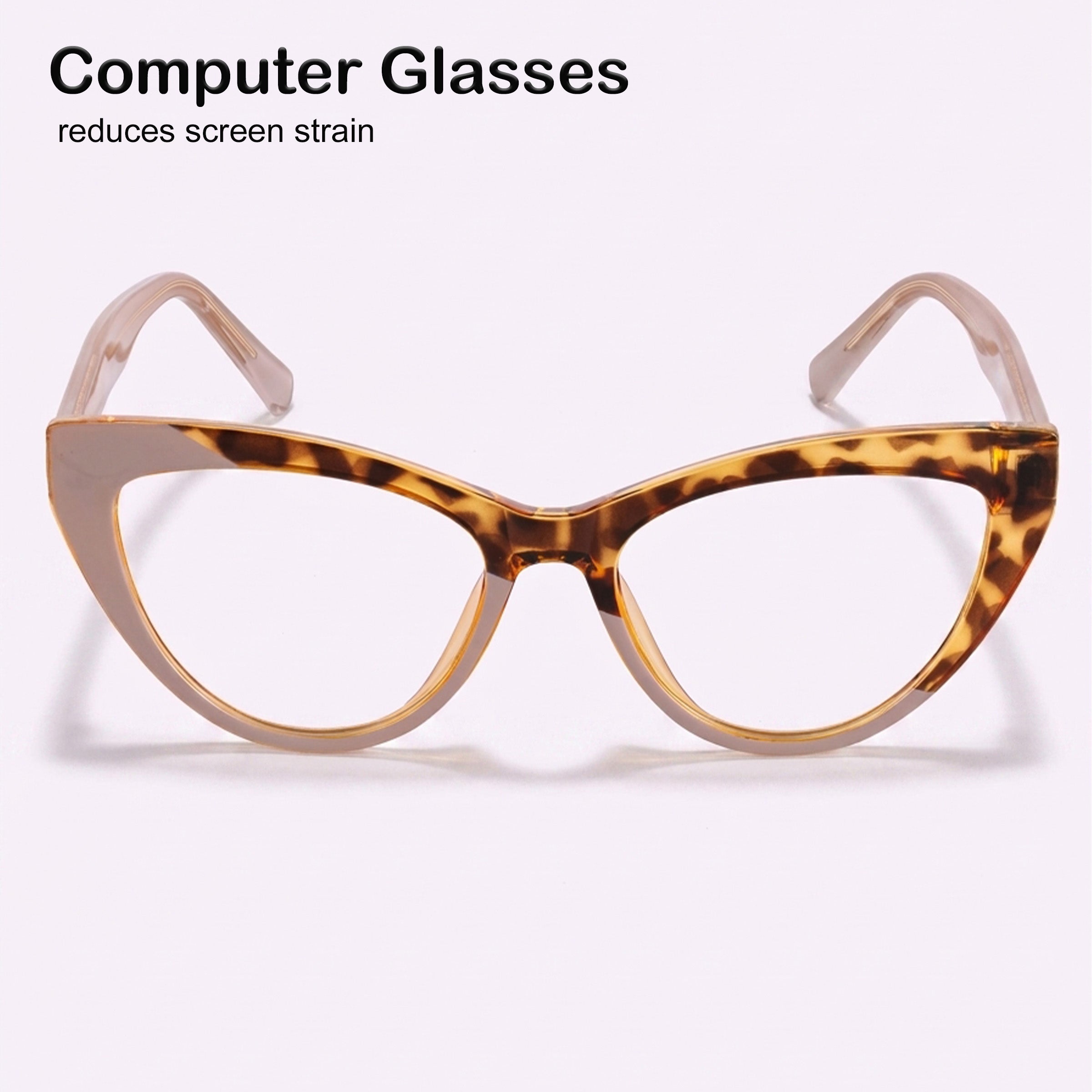 PERKEY Full Rim Cat Eye-Oversized Transparent Computer Blue Cut Spectacles Frames Women - OPTL0010-C2