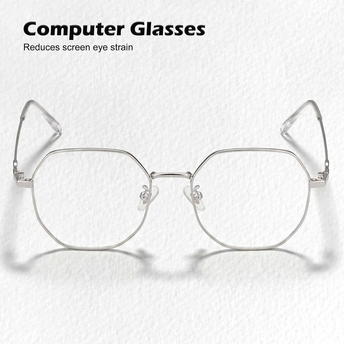 Royal Son Hexagonal Blue Ray Cut Men Women Eye Glasses - SF0019-C3