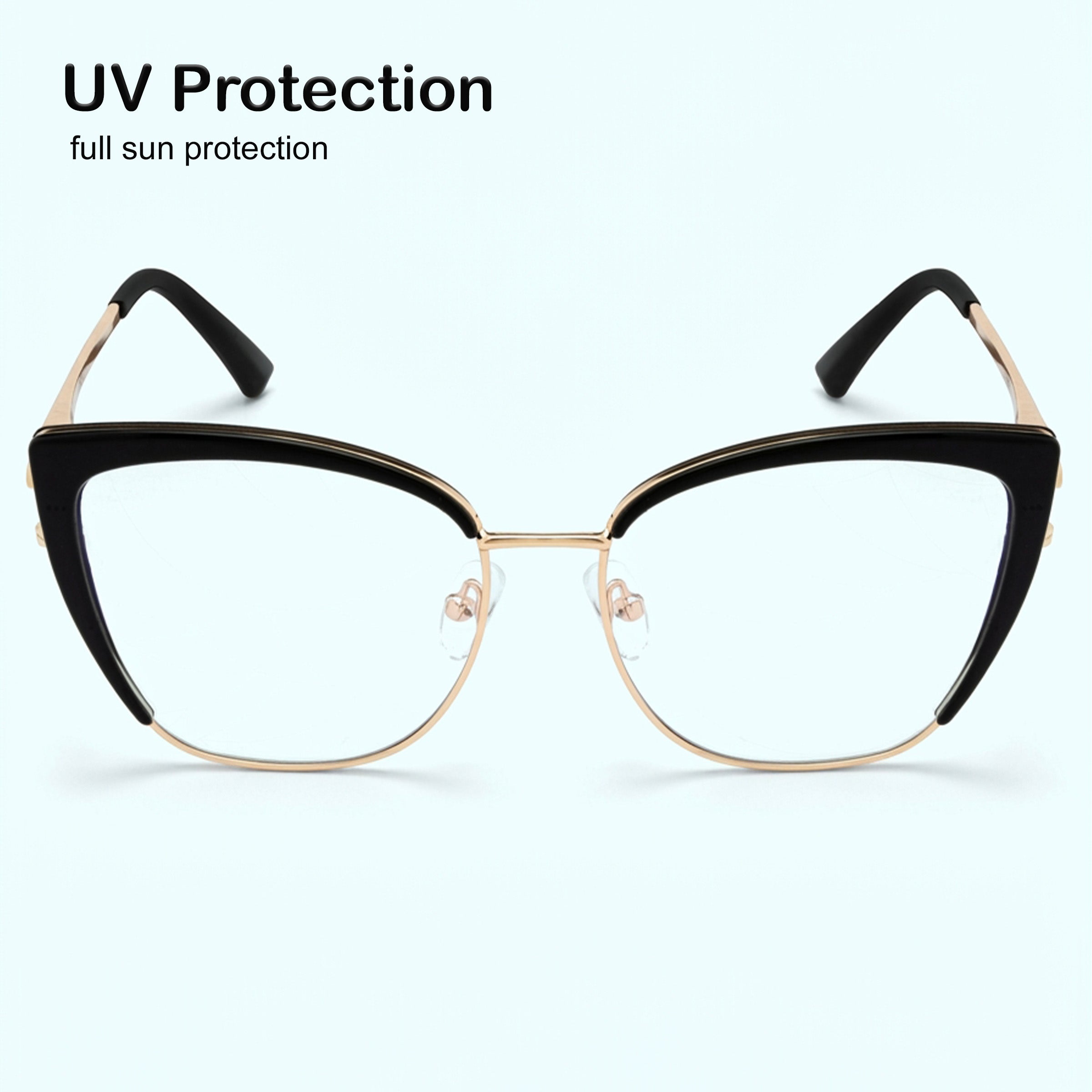 PERKEY Full Rim Cat Eye Blue Light Cut & Antiglare Computer Eyeglasses For Women - OPTL0018-C1