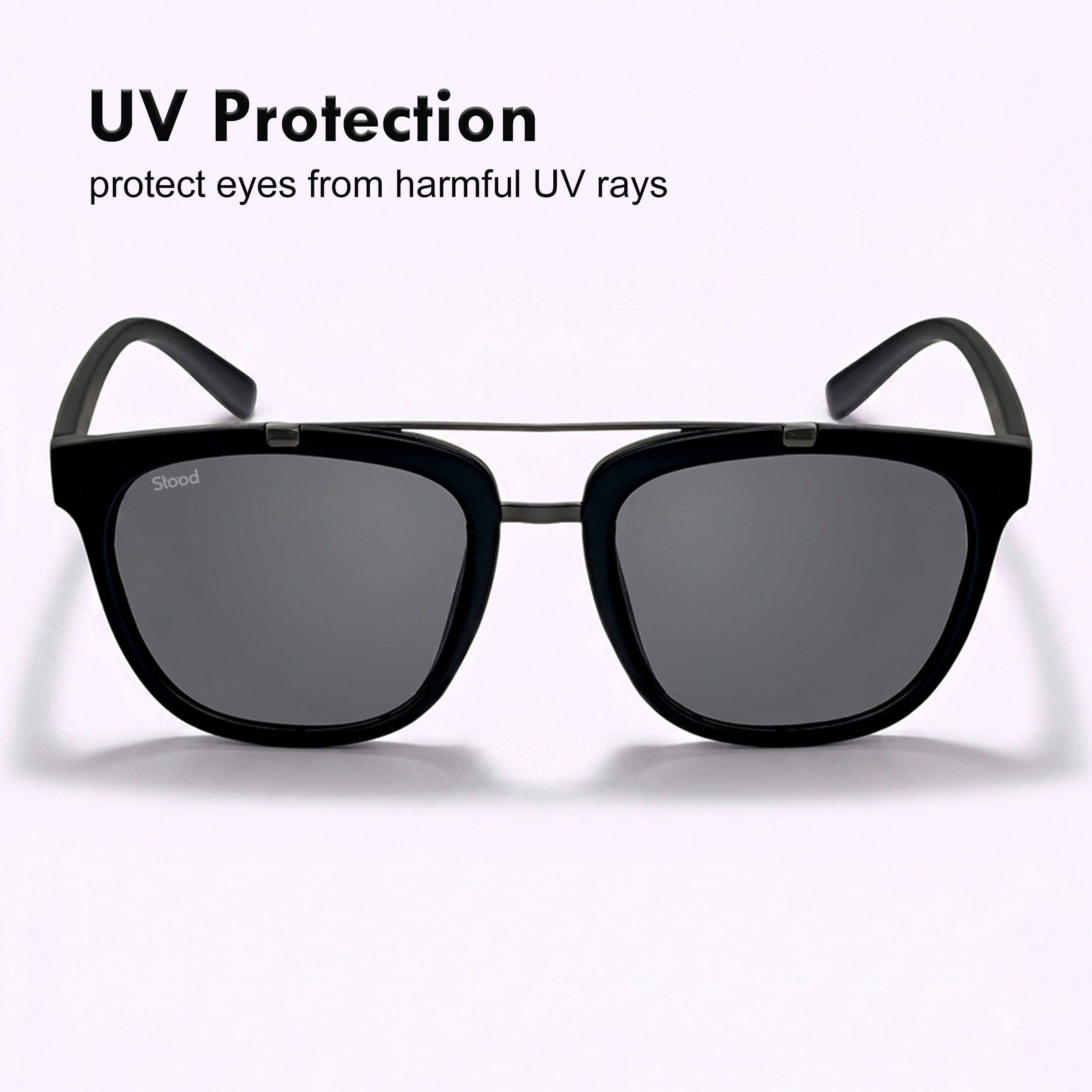 Stood Retro Square Black UV Protection Sunglasses For Men & Women Stylish – SG-STD0021-C1