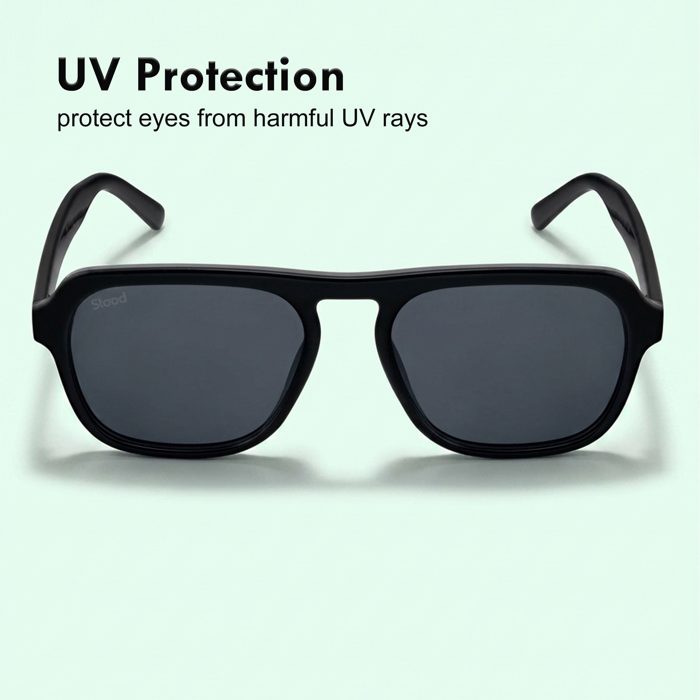 Stood Retro Square Black UV Protection Sunglasses For Men & Women Stylish – SG-STD0024-C1