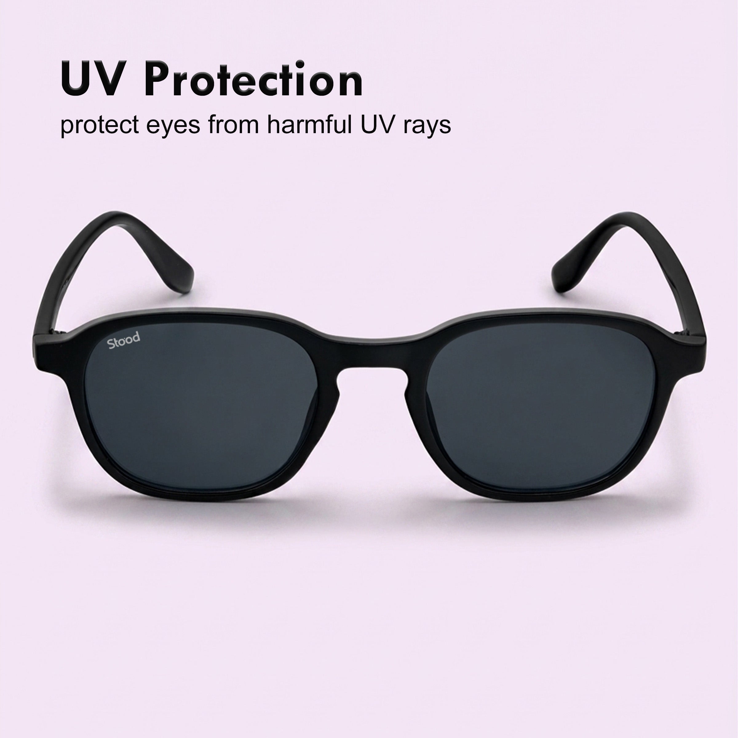Stood Retro Square Black UV Protection Sunglasses For Men & Women Stylish – SG-STD0011-C1