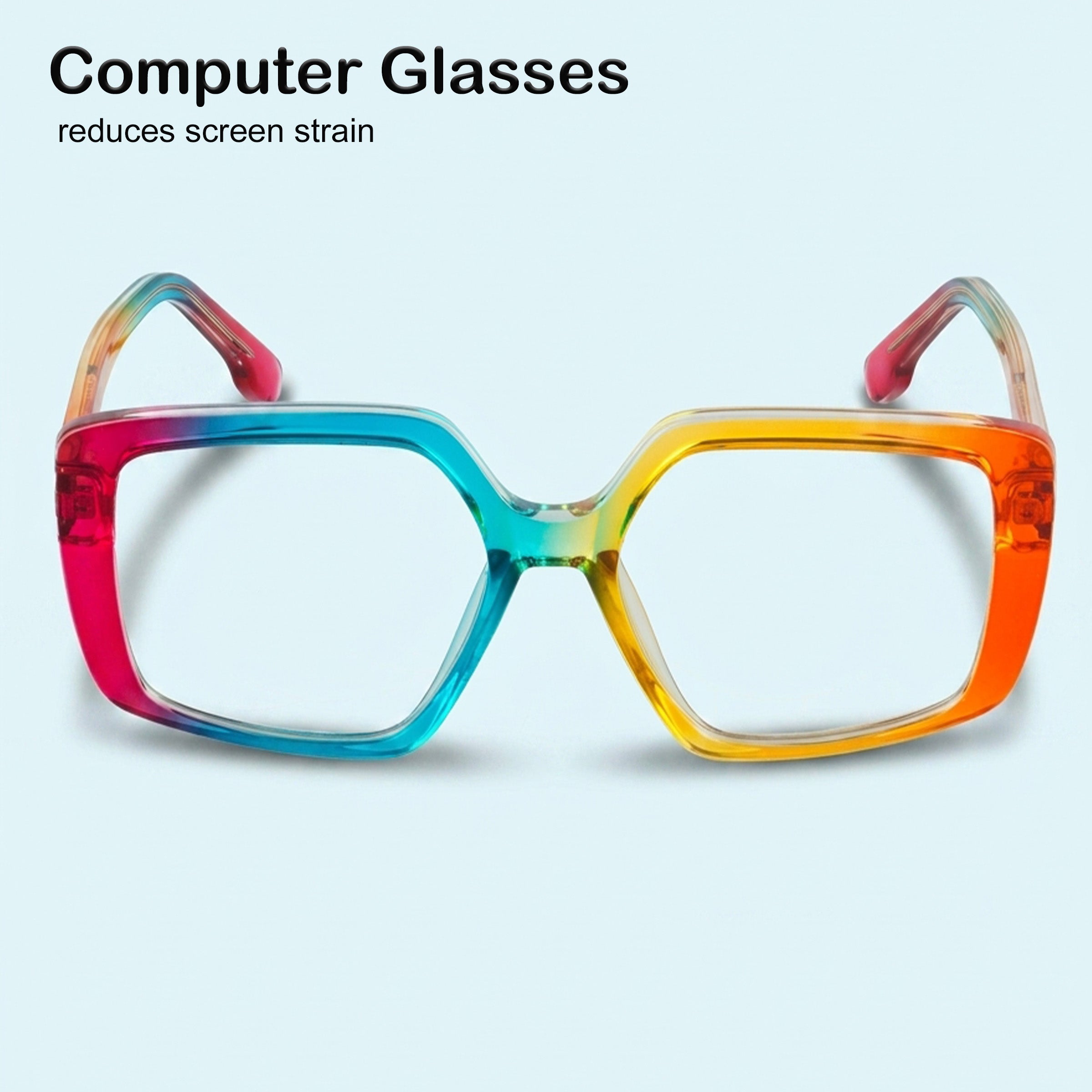 PERKEY Full Rim Square-Oversized Blue Light Blocking glasses Spectacles Frames Men Women - OPTL007-C3