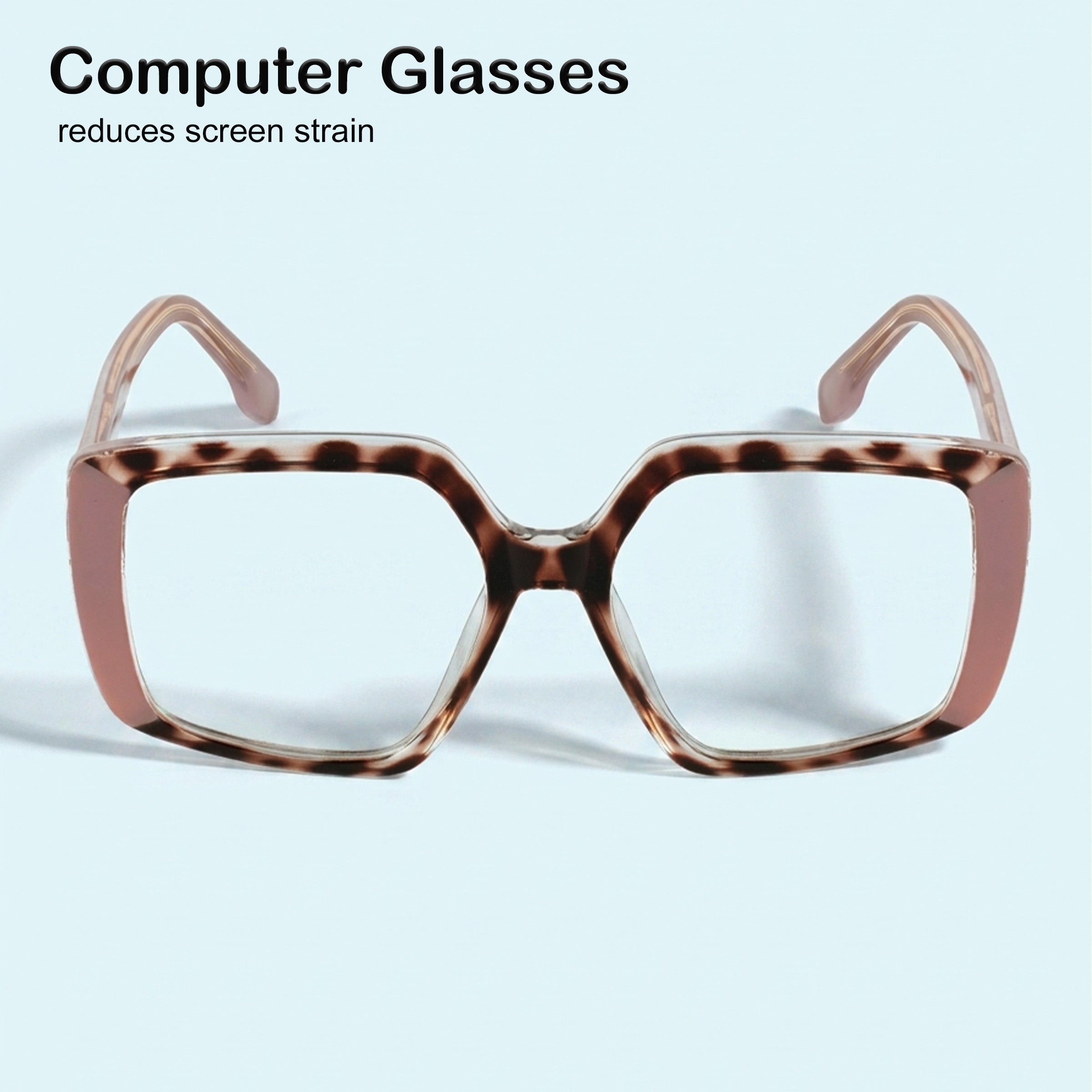 PERKEY Full Rim Square-Oversized Transparent Computer Blue Cut Spectacles Frames Men Women - OPTL007-C2