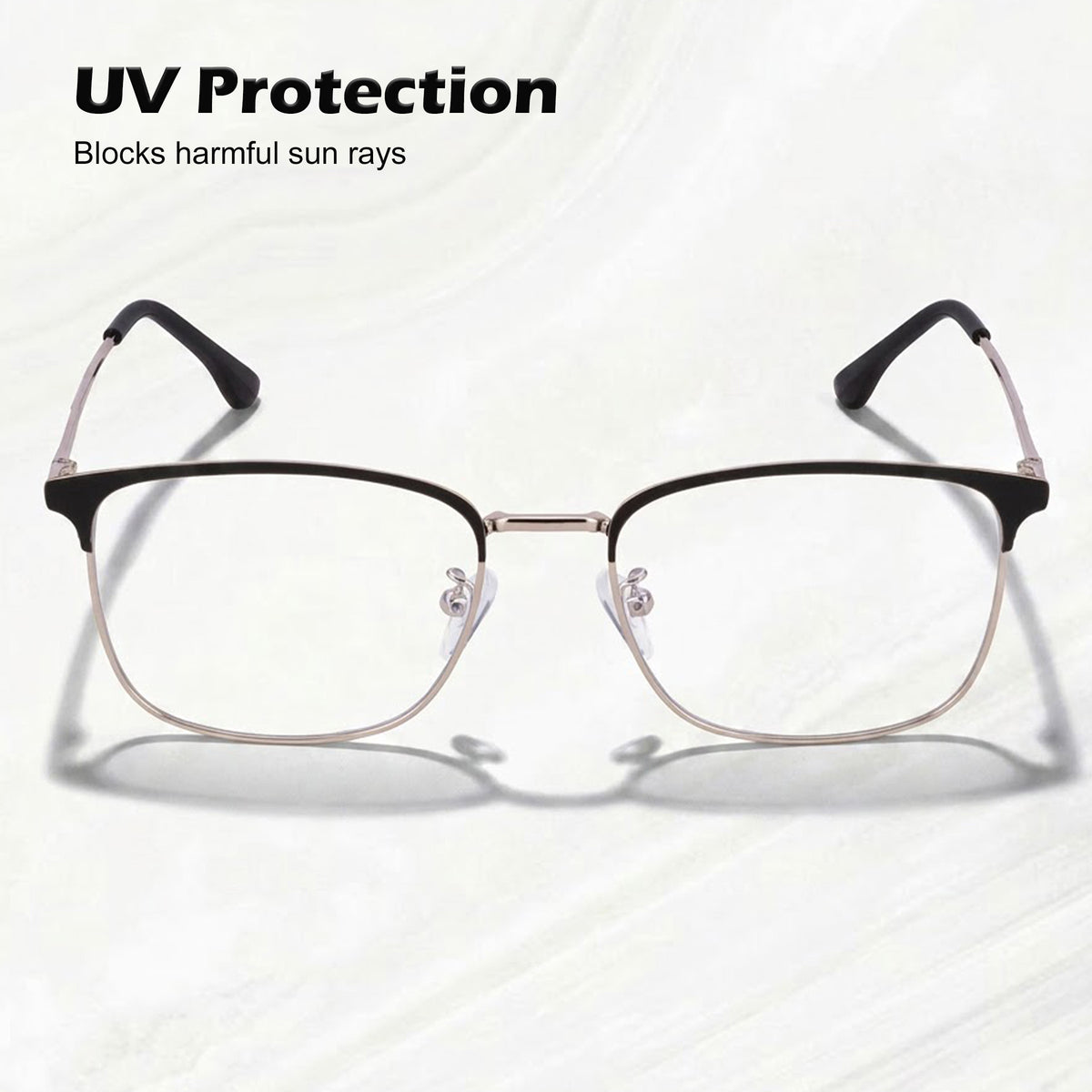 Royal Son Square Black Silver Blue Light Blocking Eyeglasses Men Women - SF0087-C3
