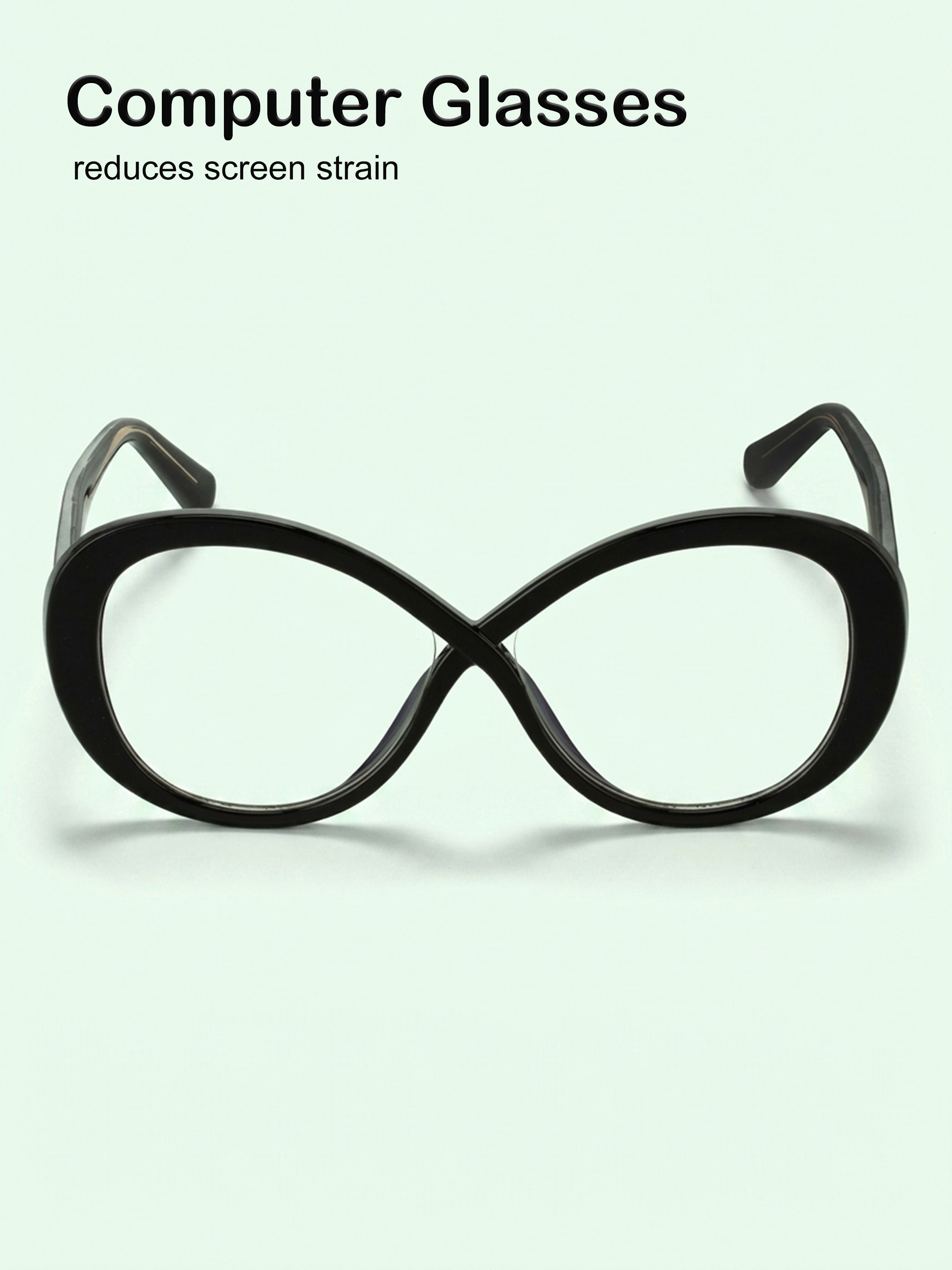 PERKEY Full Rim Oval-Oversized Computer Glasses For Eye Protection Spectacles Frames Men Women - OPTL0013-C1