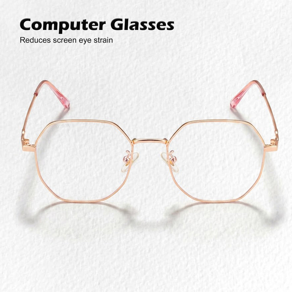 Royal Son Hexagonal Blue Ray Cut Men Women Eye Glasses - SF0019-C5