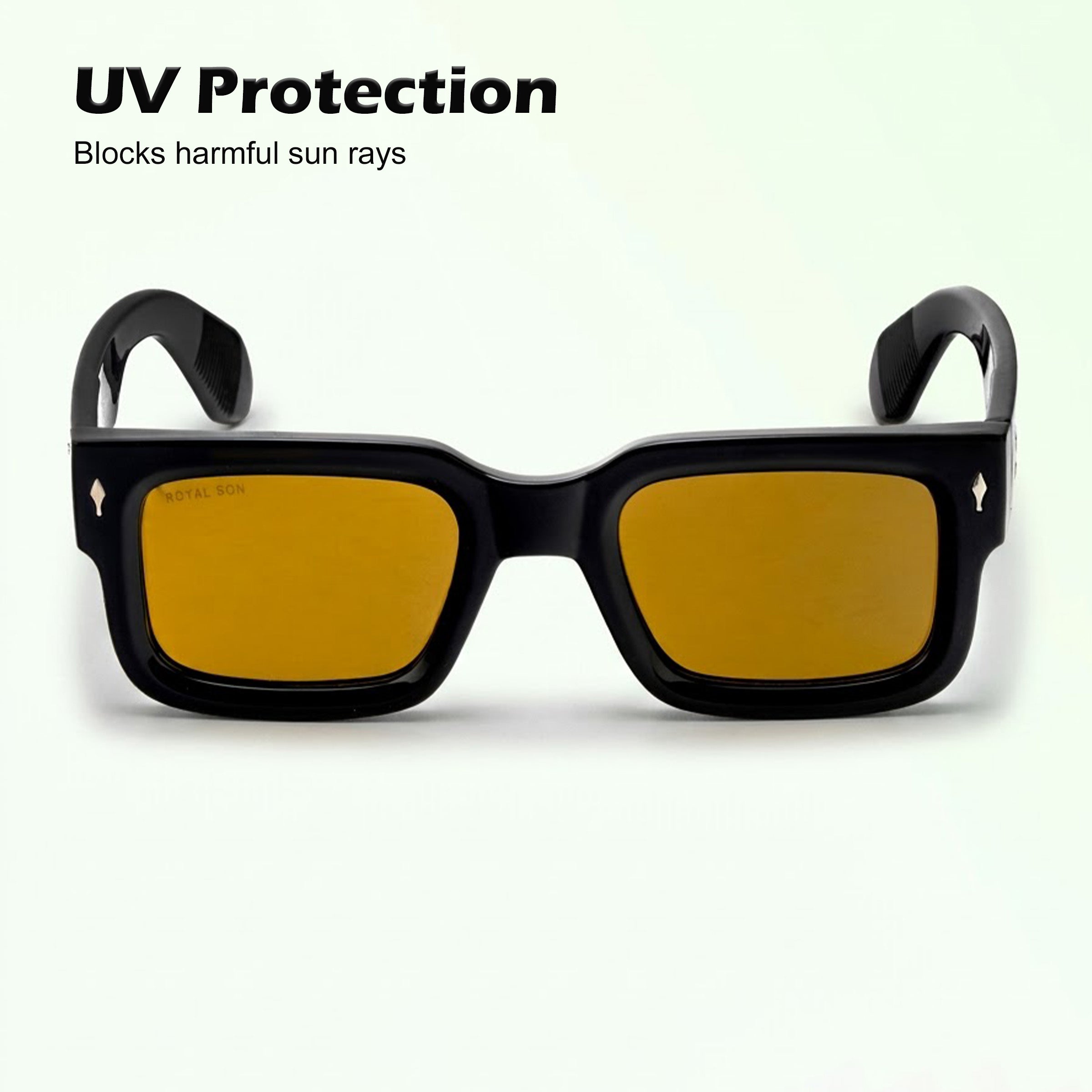 Royal Son Polarized Square Yellow Lens UV Protection Sunglasses for Men & Women - SG-RS1115-C3