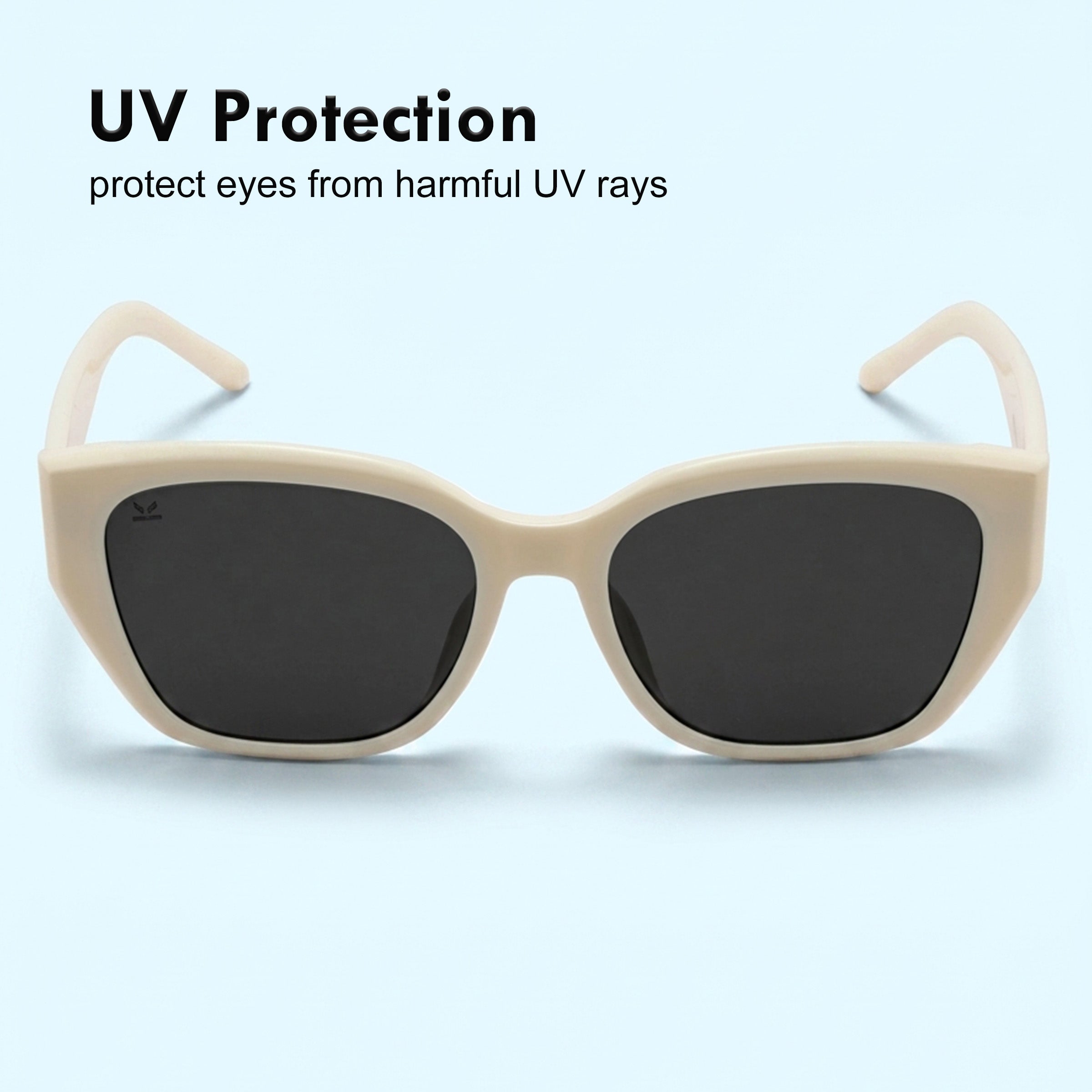 PERKEY UV Protection Retro Square White Sunglasses for Men & Women with Black Lens – PRKY0023-C3