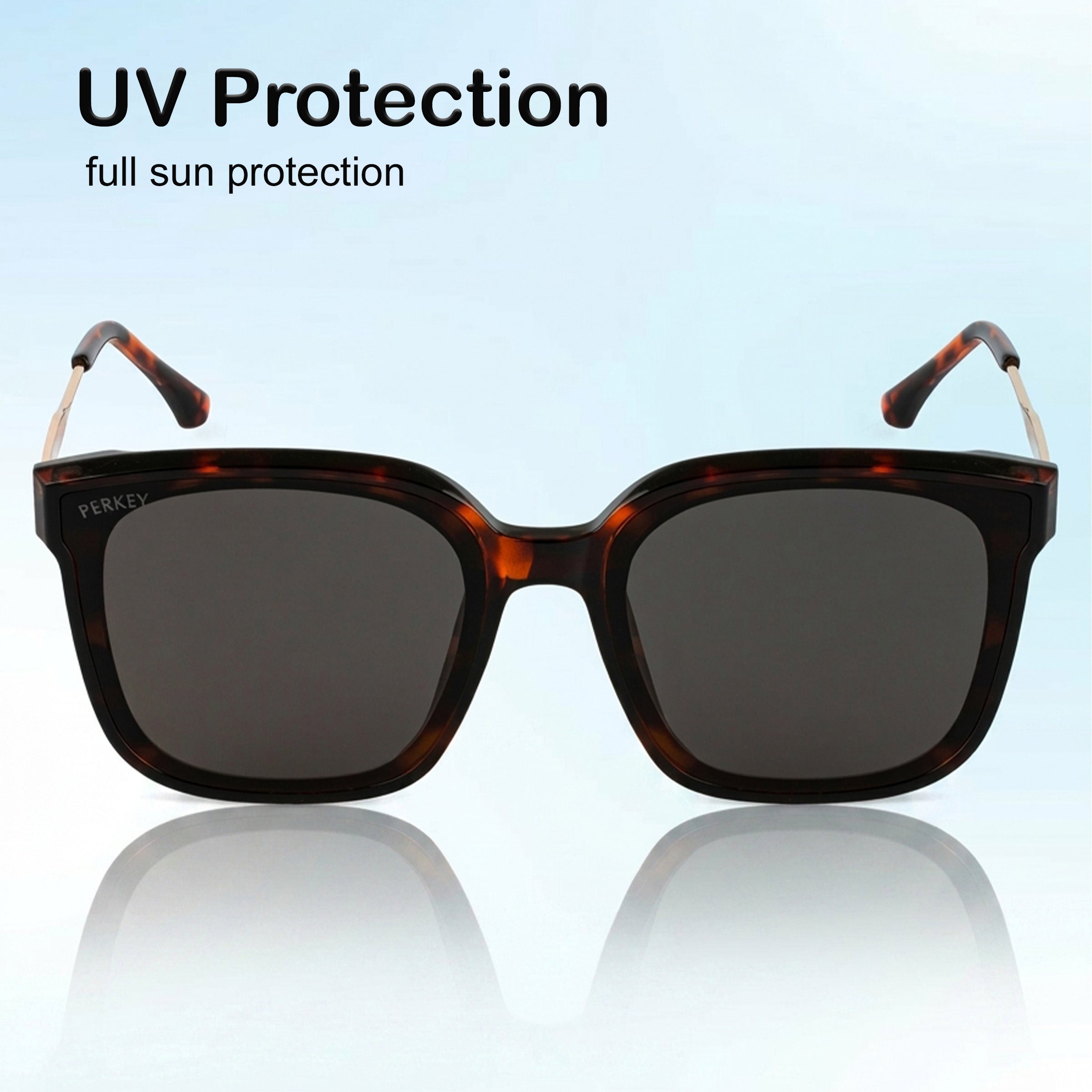 PERKEY Square-Oversized Black UV Protected Sunglasses Men Women - PRKY0013-C3