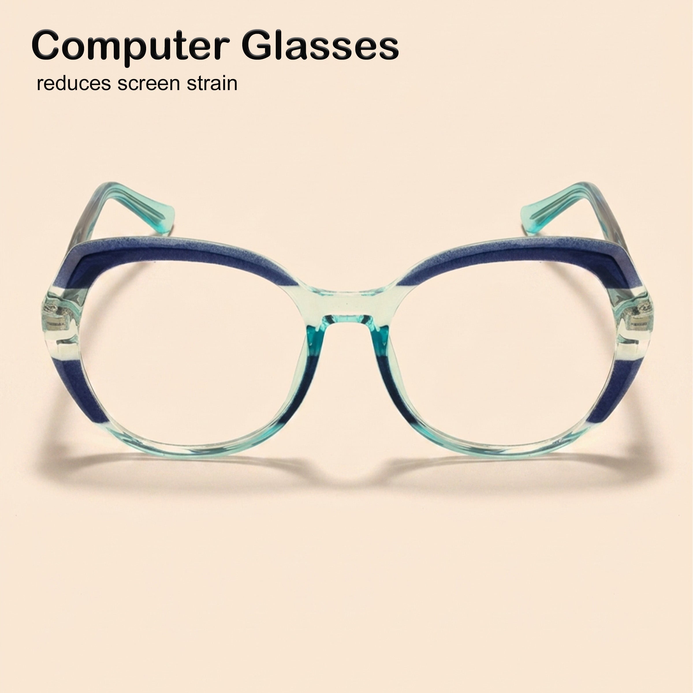 PERKEY Full Rim Oval Blue Light Blocking glasses Spectacles Frames Women - OPTL004-C3