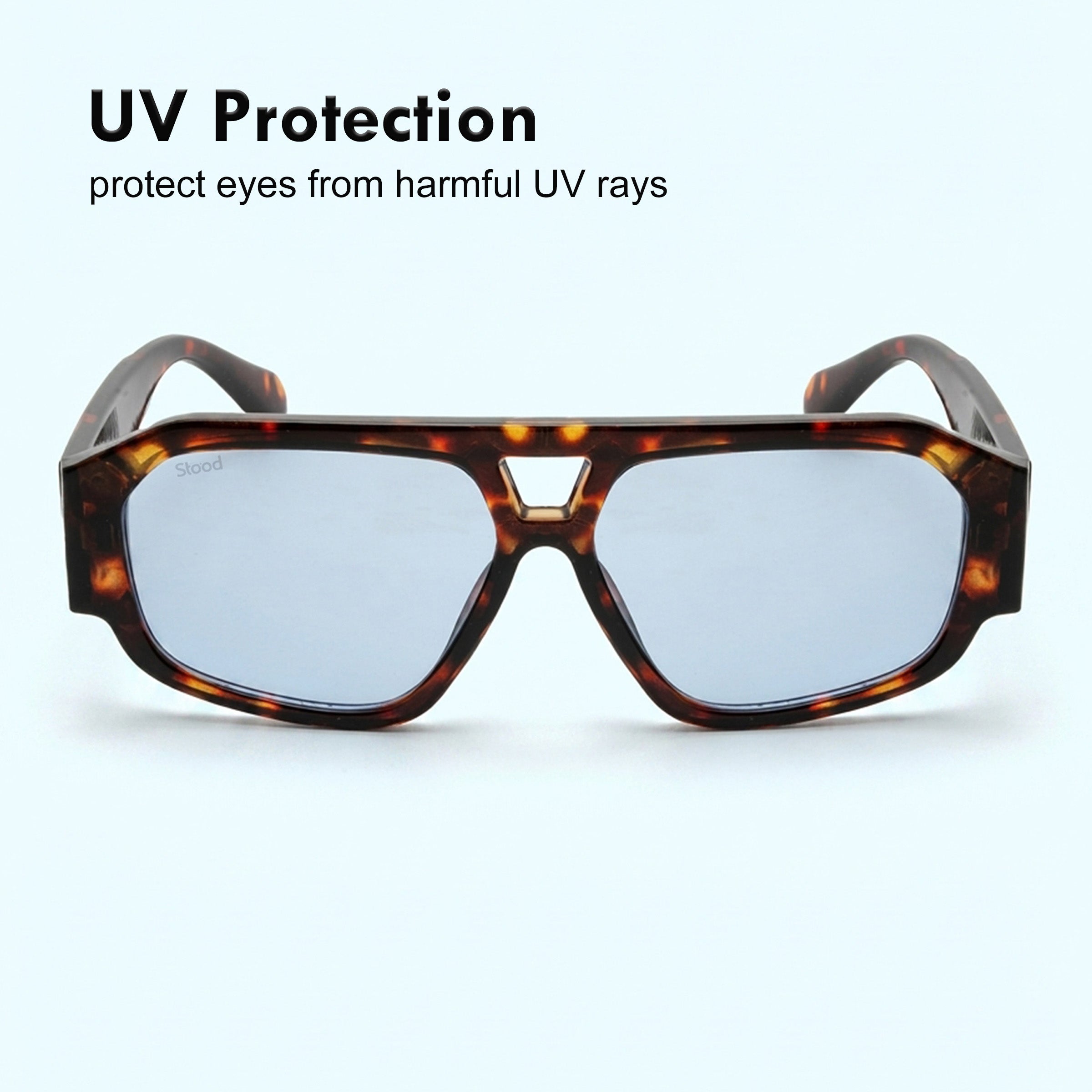 Stood Polygon UV Protected Blue Sunglasses For Men & Women - SG-STD0036-C3