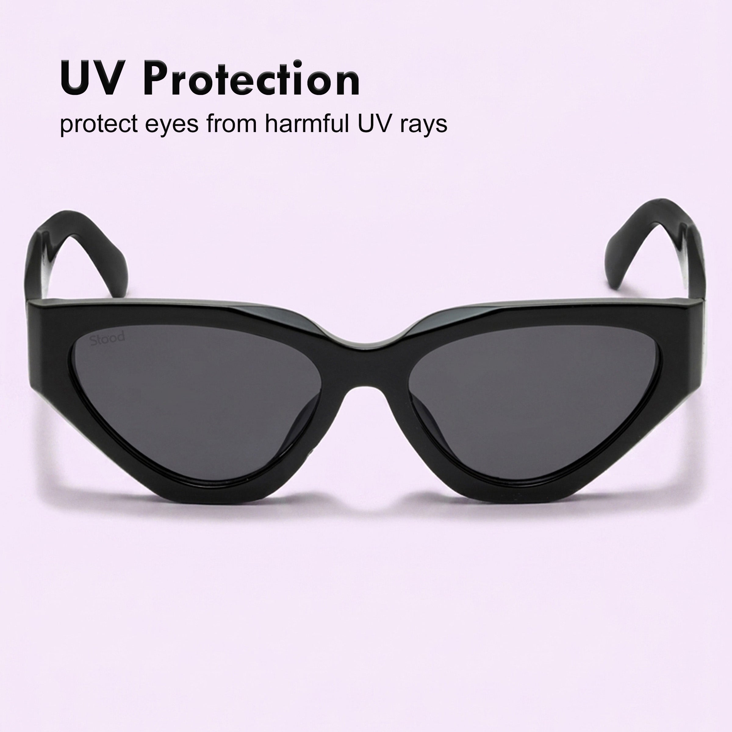 Stood Black Cat-Eye UV Protected Sunglasses For Men & Women - SG-STD0035-C1