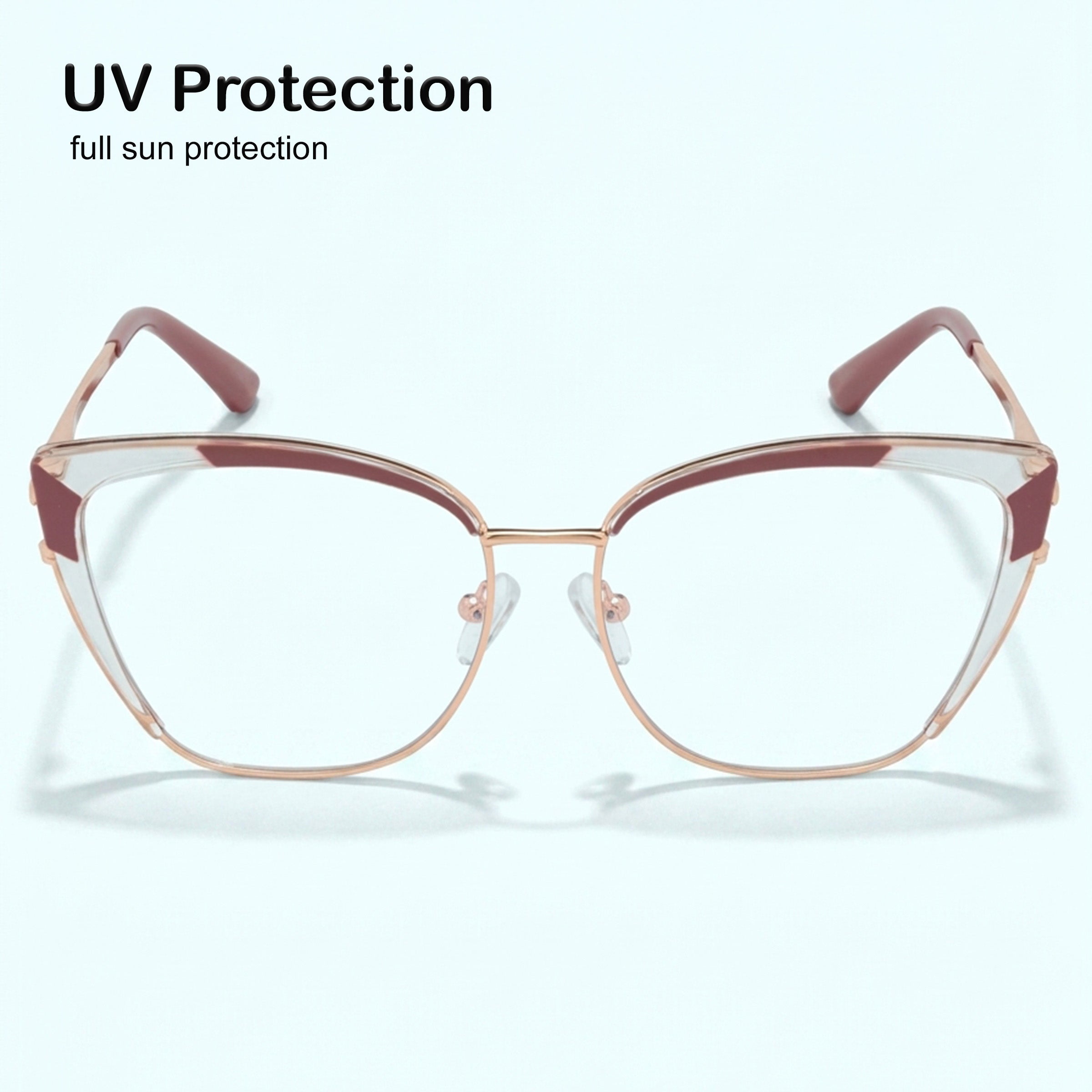 PERKEY Full Rim Cat Eye Blue Light Cut & Antiglare Computer Eyeglasses For Women - OPTL0018-C4
