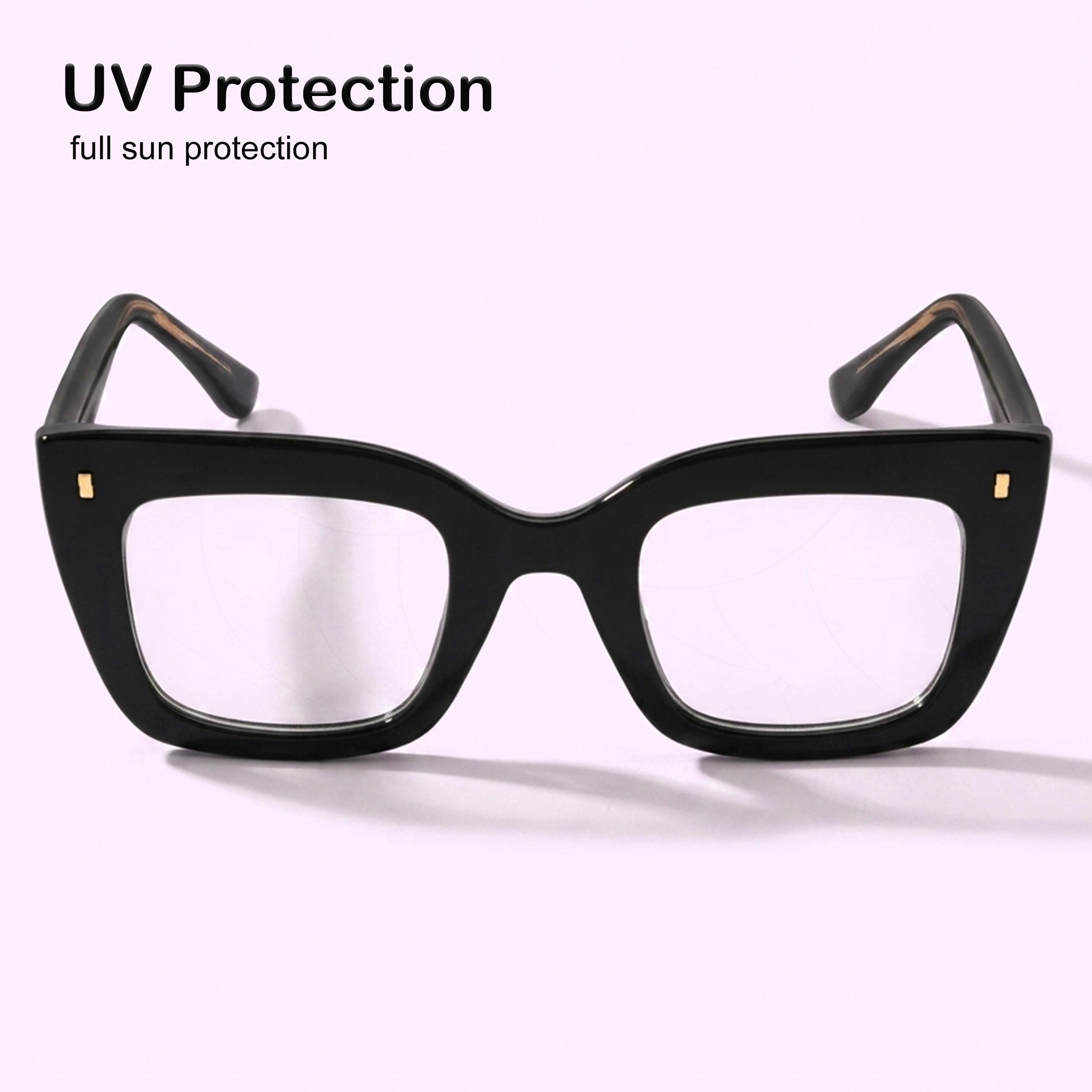 PERKEY Full Rim Retro Square Blue Light Cut & Antiglare Computer Eyeglasses - OPTL0016-C1