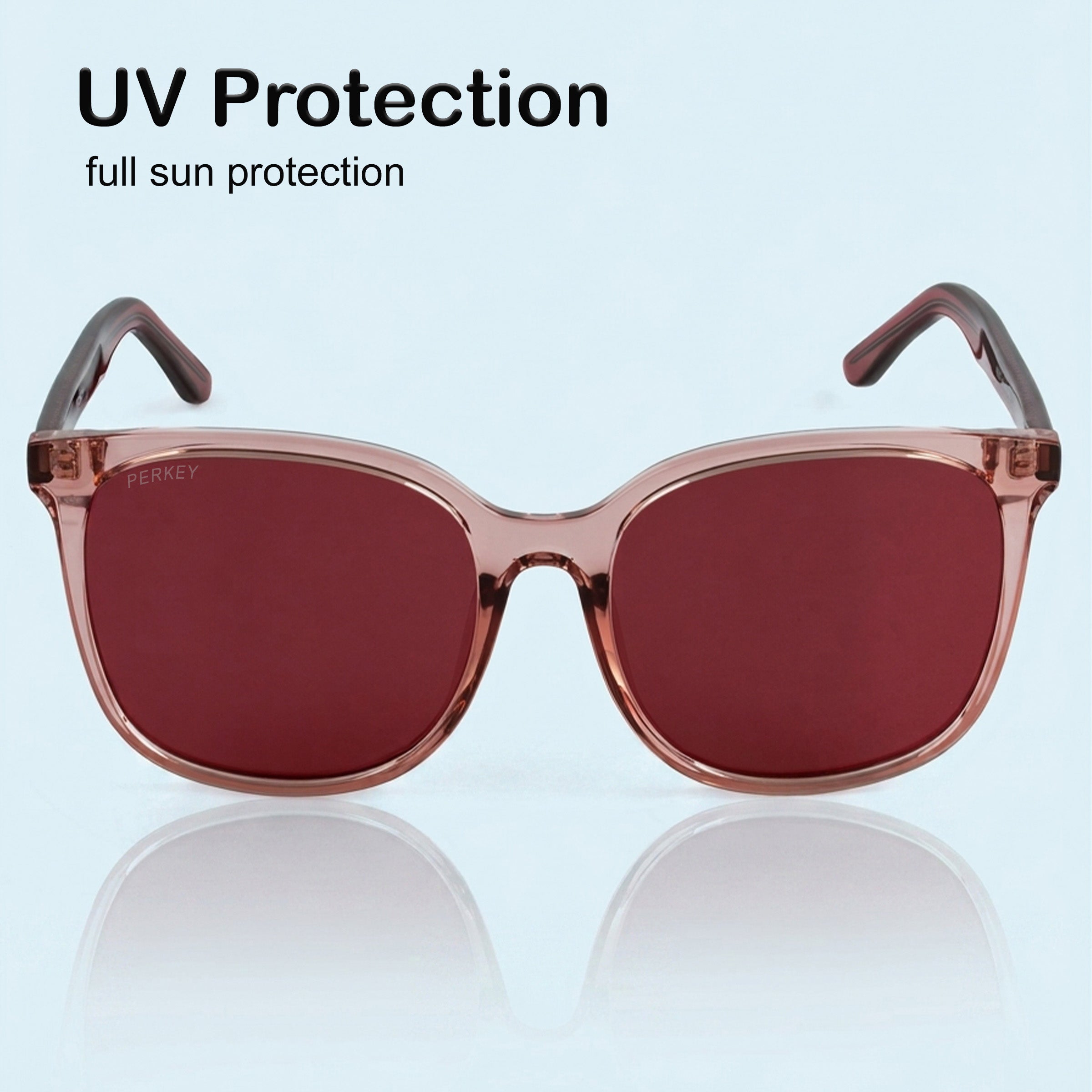 PERKEY Square Pink UV Protected Polarized Stylish Sunglasses Men Women - PRKY008-C3