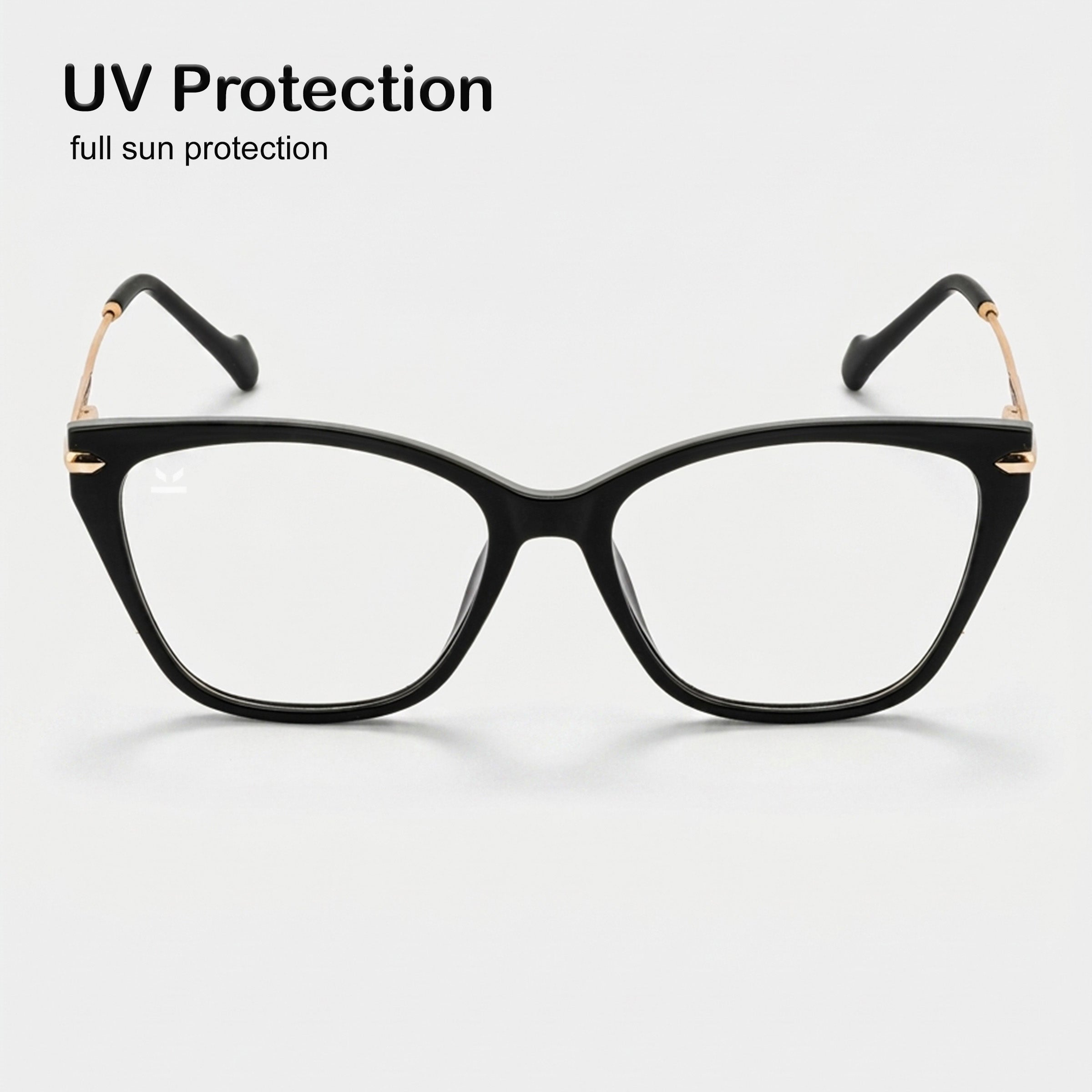PERKEY Cat Eye Black Glossy Spectacle Frames For Women - OPTL0023-C1