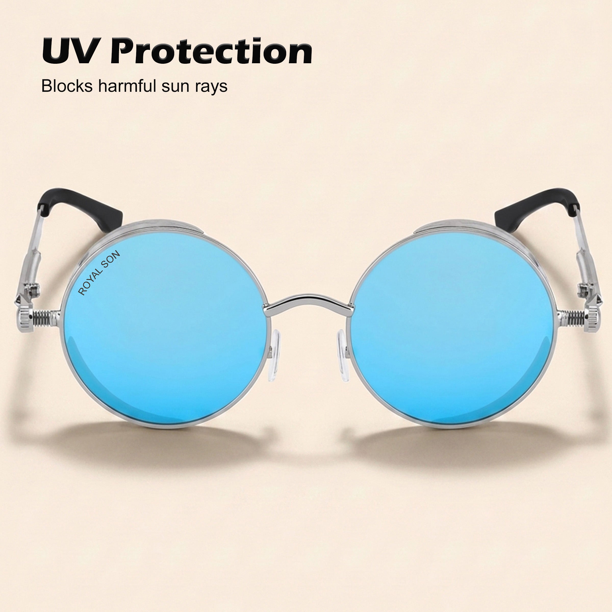 Royal Son Round Mirrored Men Women Sunglasses - CHI0084-C3