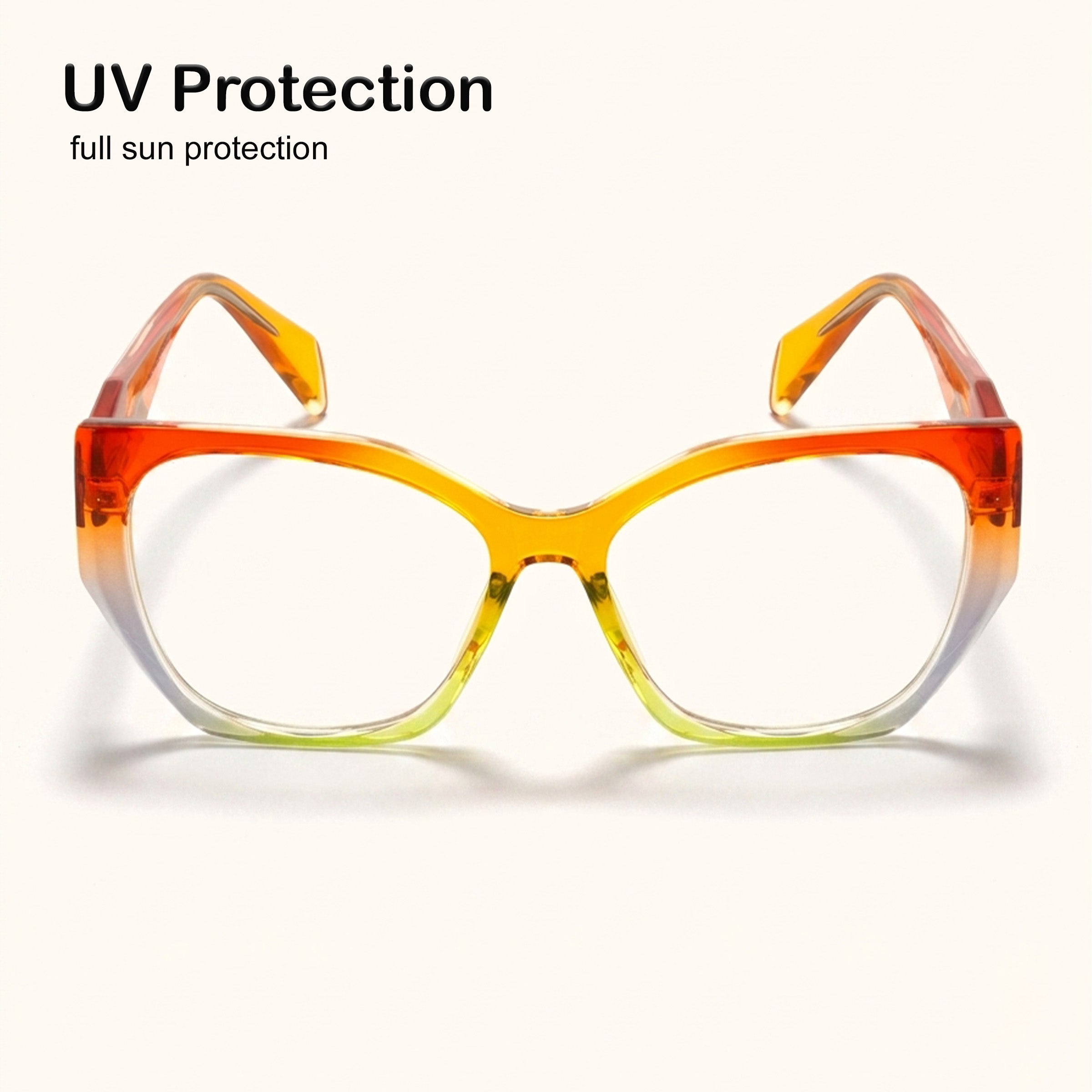 PERKEY Full Rim Cat Eye-Oversized Transparent Computer Blue Cut Spectacles Frames Men Women - OPTL0012-C5