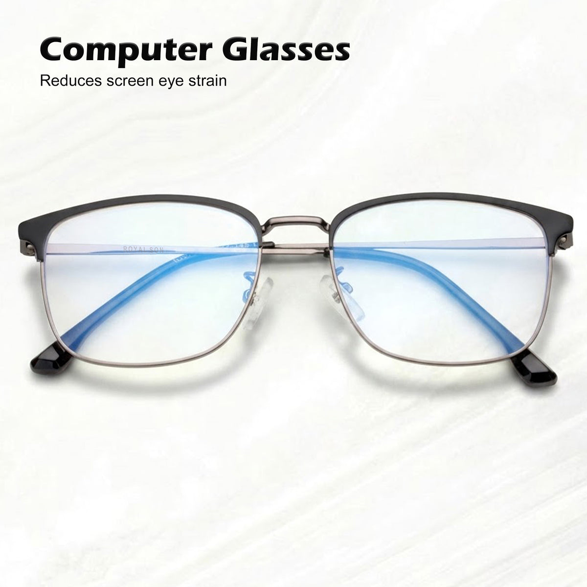 Royal Son Square Black Computer Glasses Blue Light Blocking Spectacles Frames Men Women - SF0087-C1