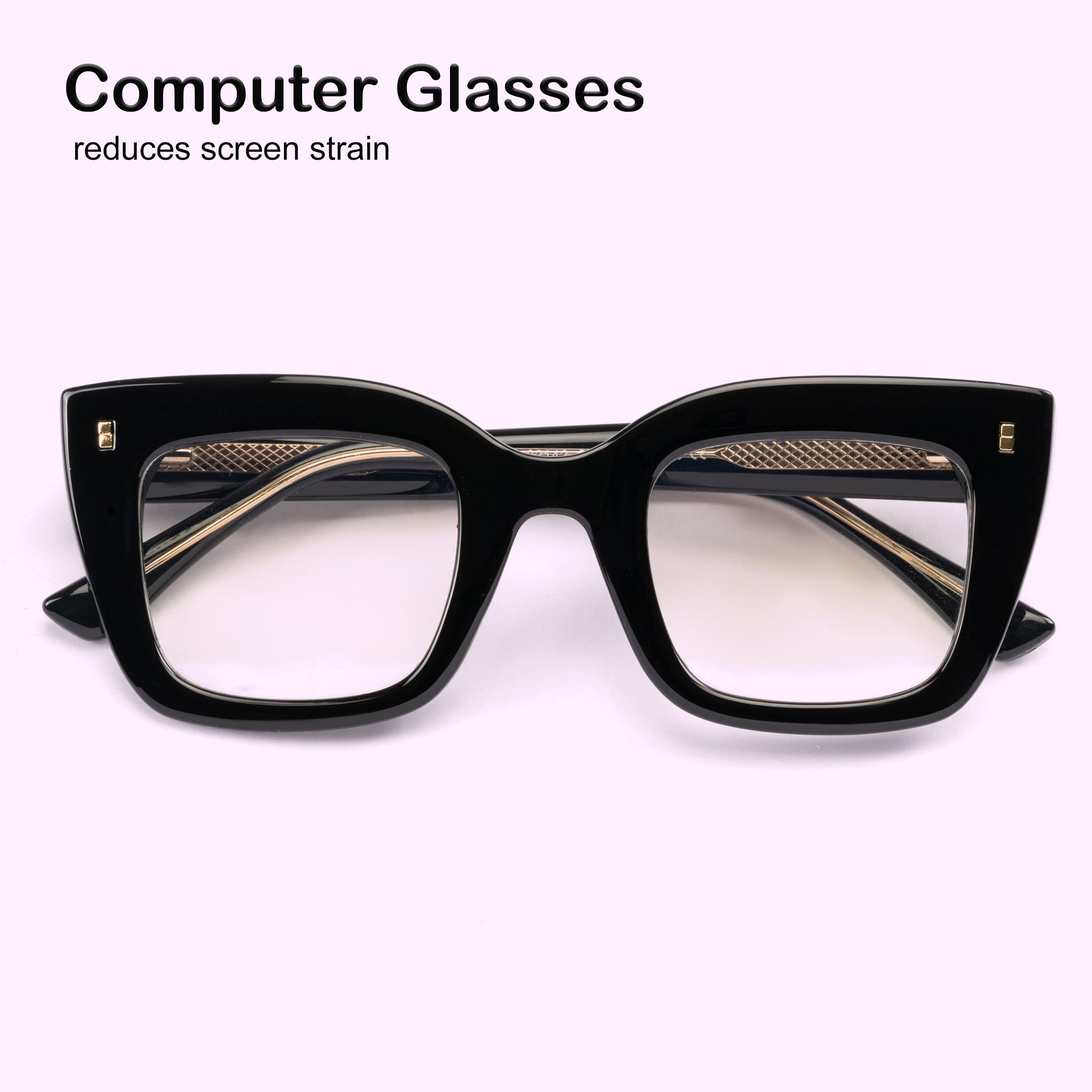 PERKEY Full Rim Retro Square Blue Light Cut & Antiglare Computer Eyeglasses - OPTL0016-C1