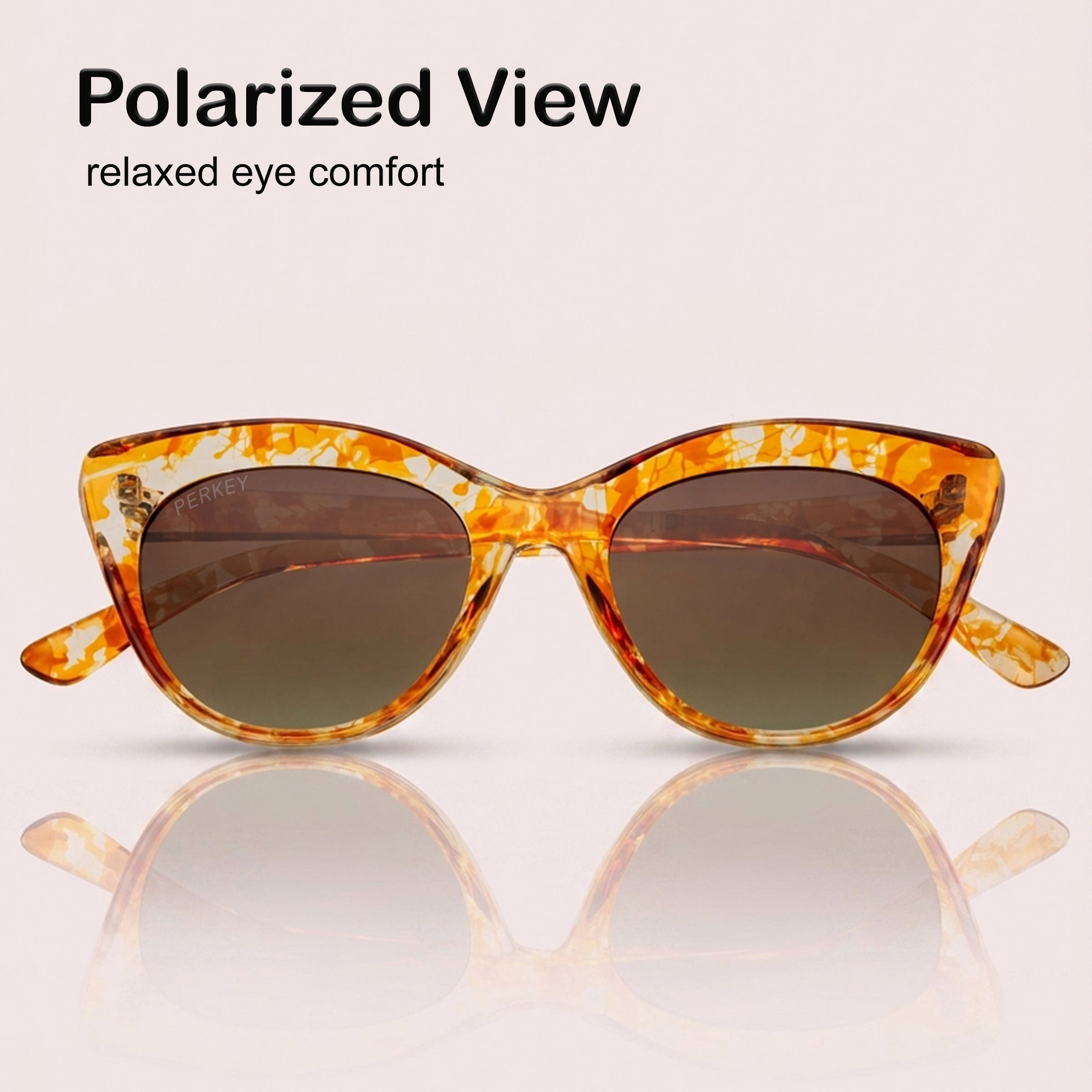 PERKEY Cat Eye Brown UV Protected Polarized Stylish Goggles Women - PRKY001-C3