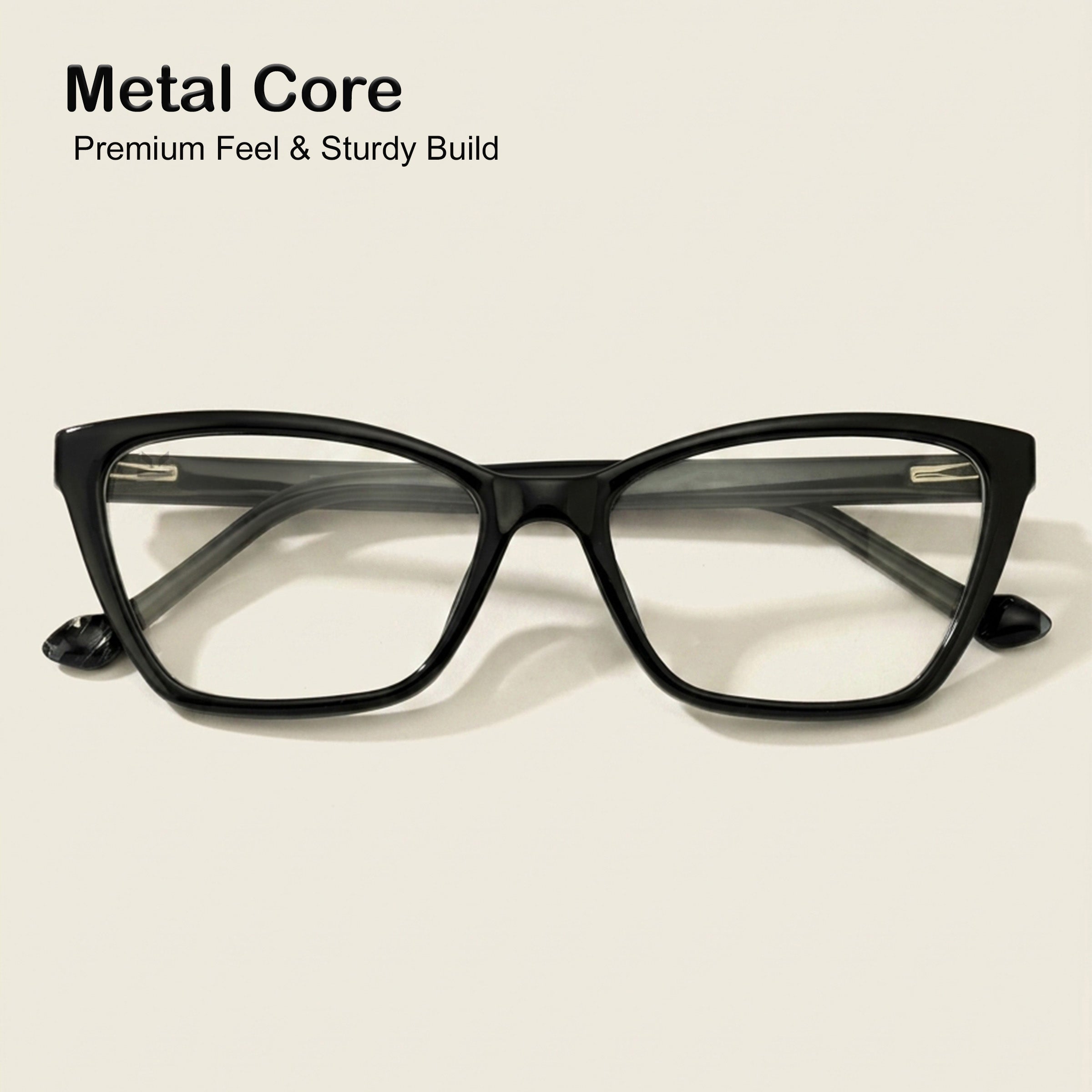 PERKEY Soft Cat Eye Full Rim Black Eyeglass Frame For Women - OPTL0021-C1