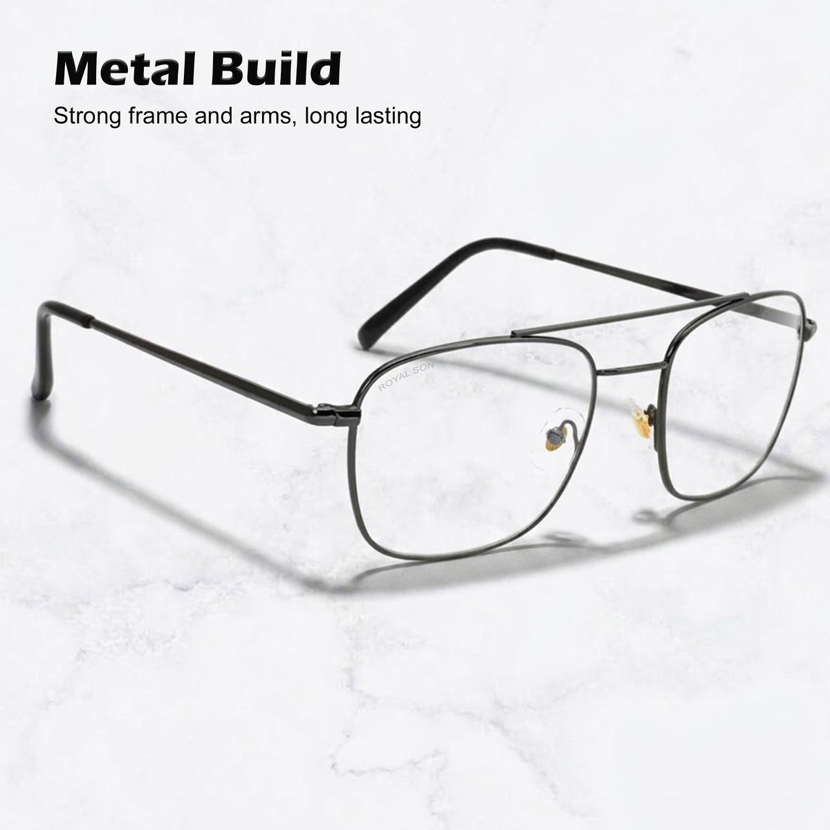 ROYAL SON Retro Square Spectacle Frame For Men And Women (RS0023SF|50|Transparent Lens)