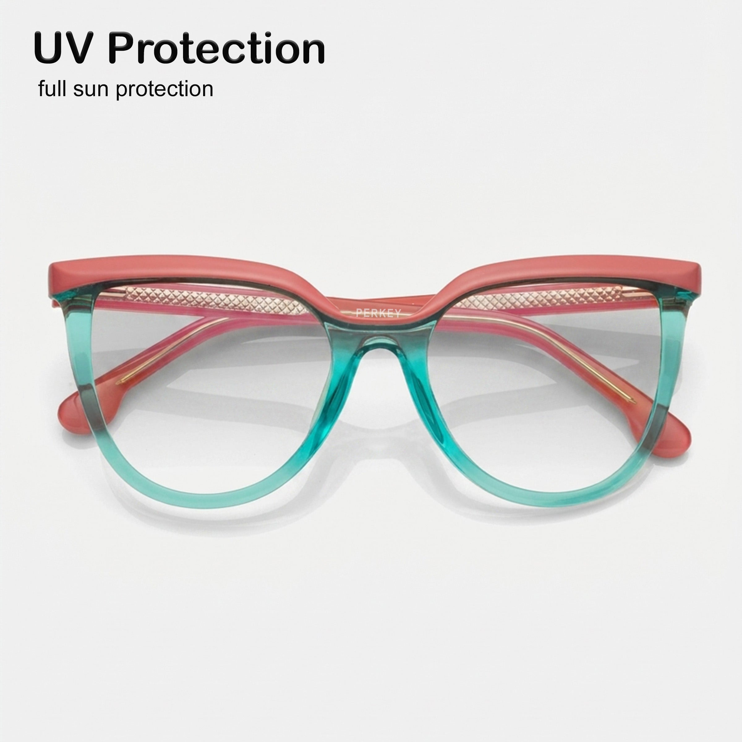 PERKEY Full Rim Oversized-Cat Eye Blue Light Blocking glasses Spectacles Frames Women - OPTL006-C3